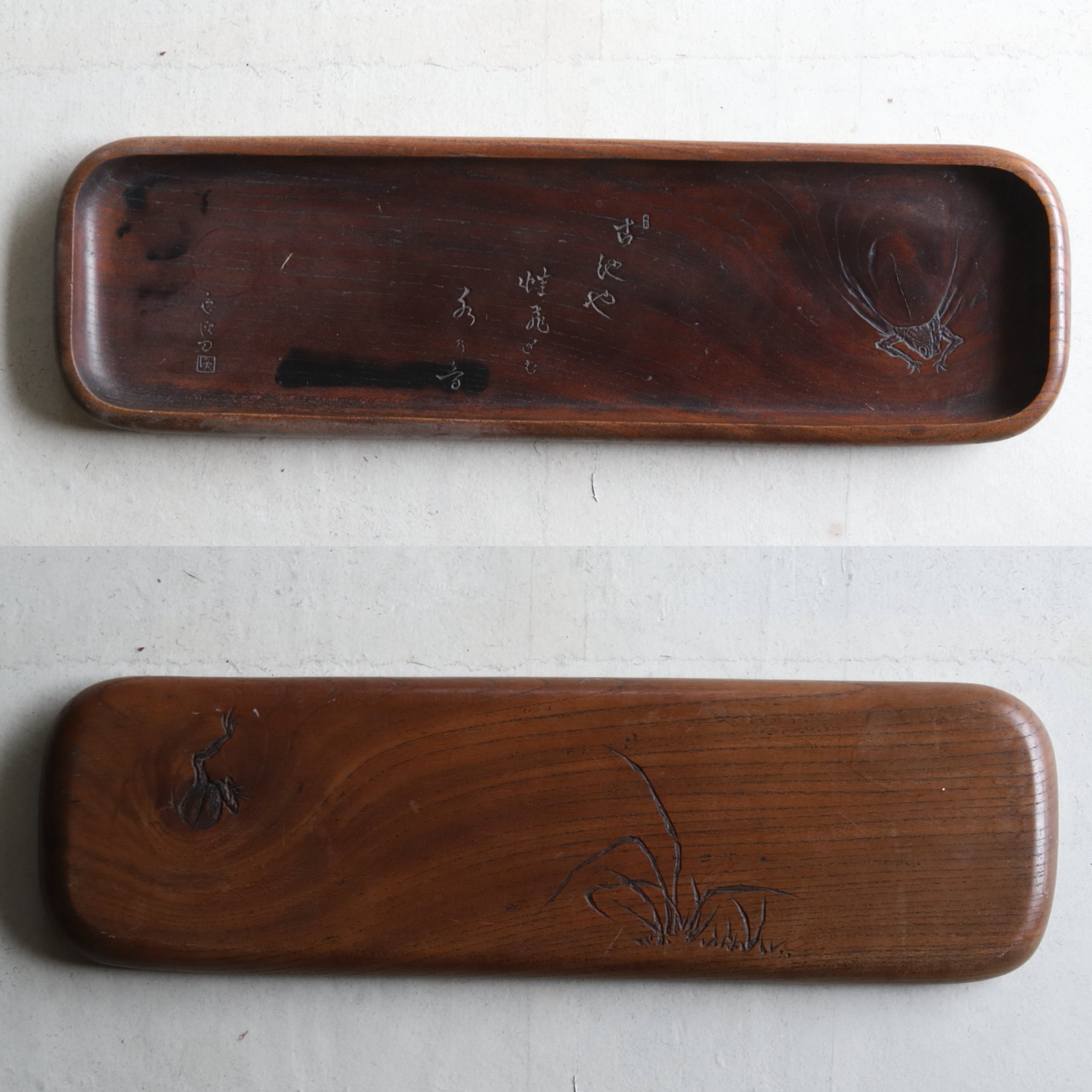 VASSOIO DA TÈ DI LEGNO, Con decorazione con loto e rana, Periodo Edo–Meiji(1603–1912 d.C.)