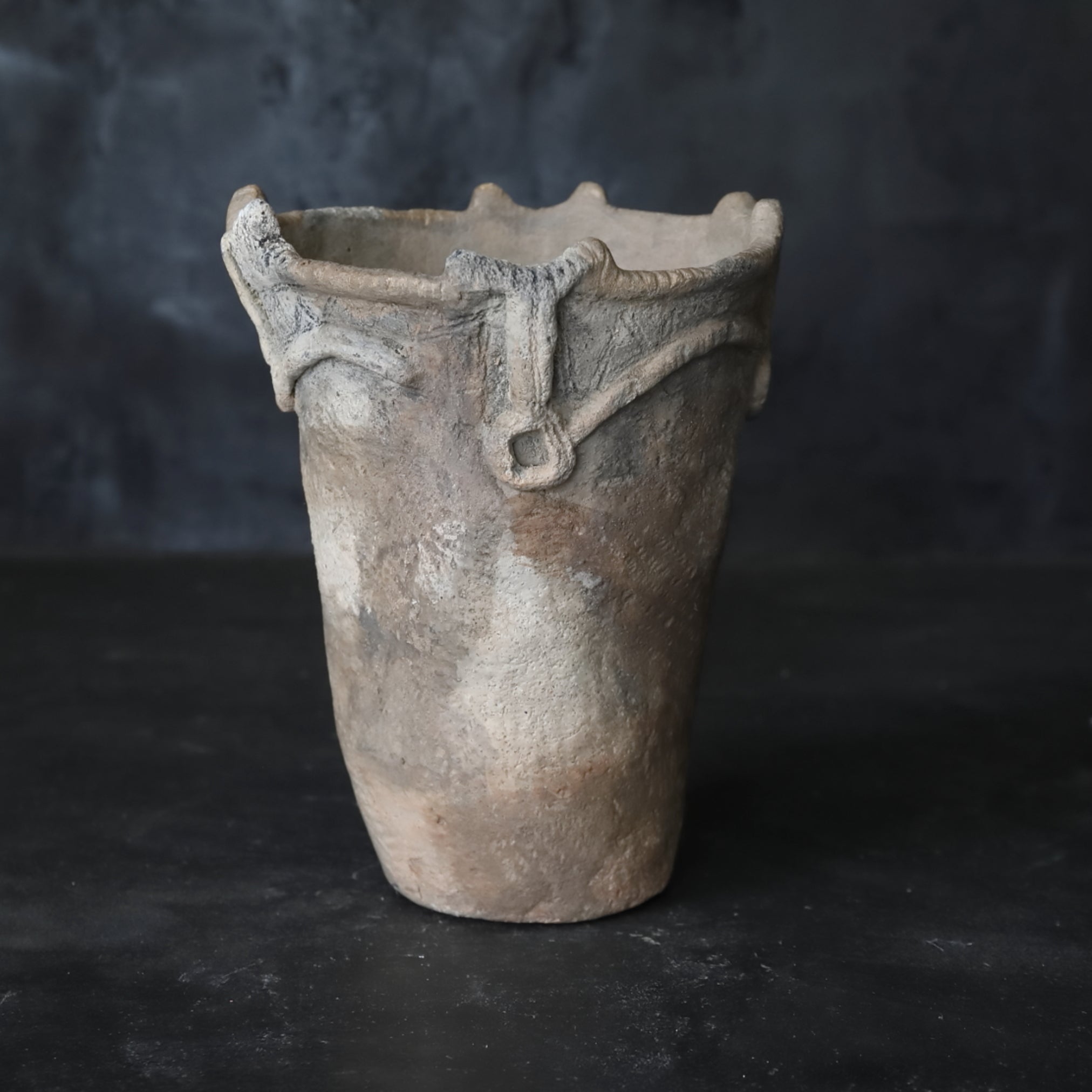 DEEP BOWL, Earthenware, With raised band design, Jomon Period(10000–300BCE)