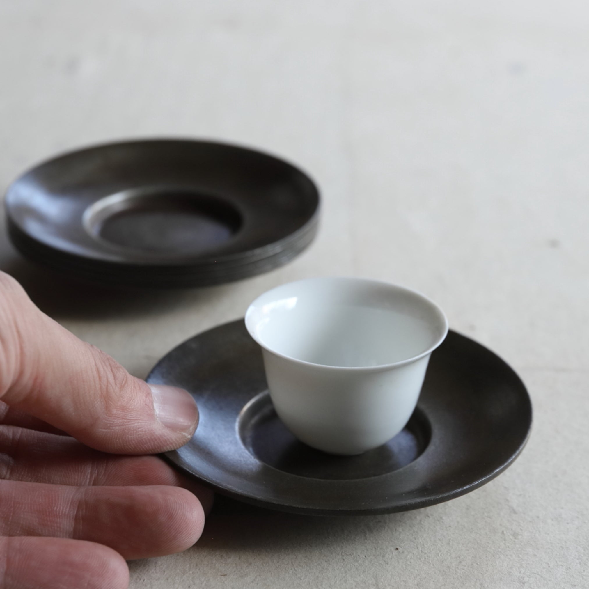 OLD ROUND TIN TEA SAUCER, Set of 5, Qing Dynasty(1616–1911CE)