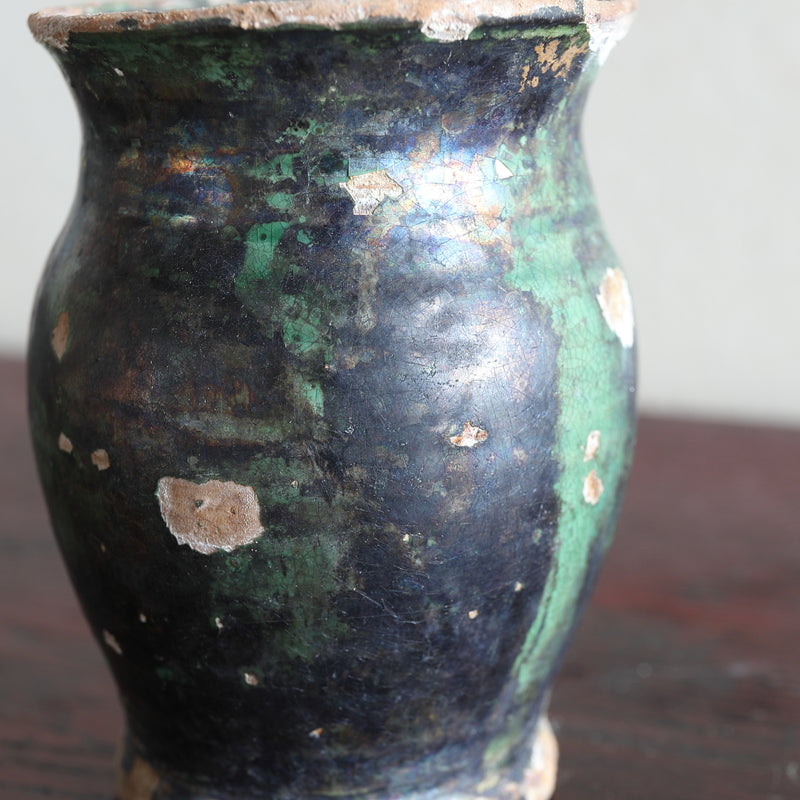 オランダアンティーク 緑釉小壺 16-19世紀
