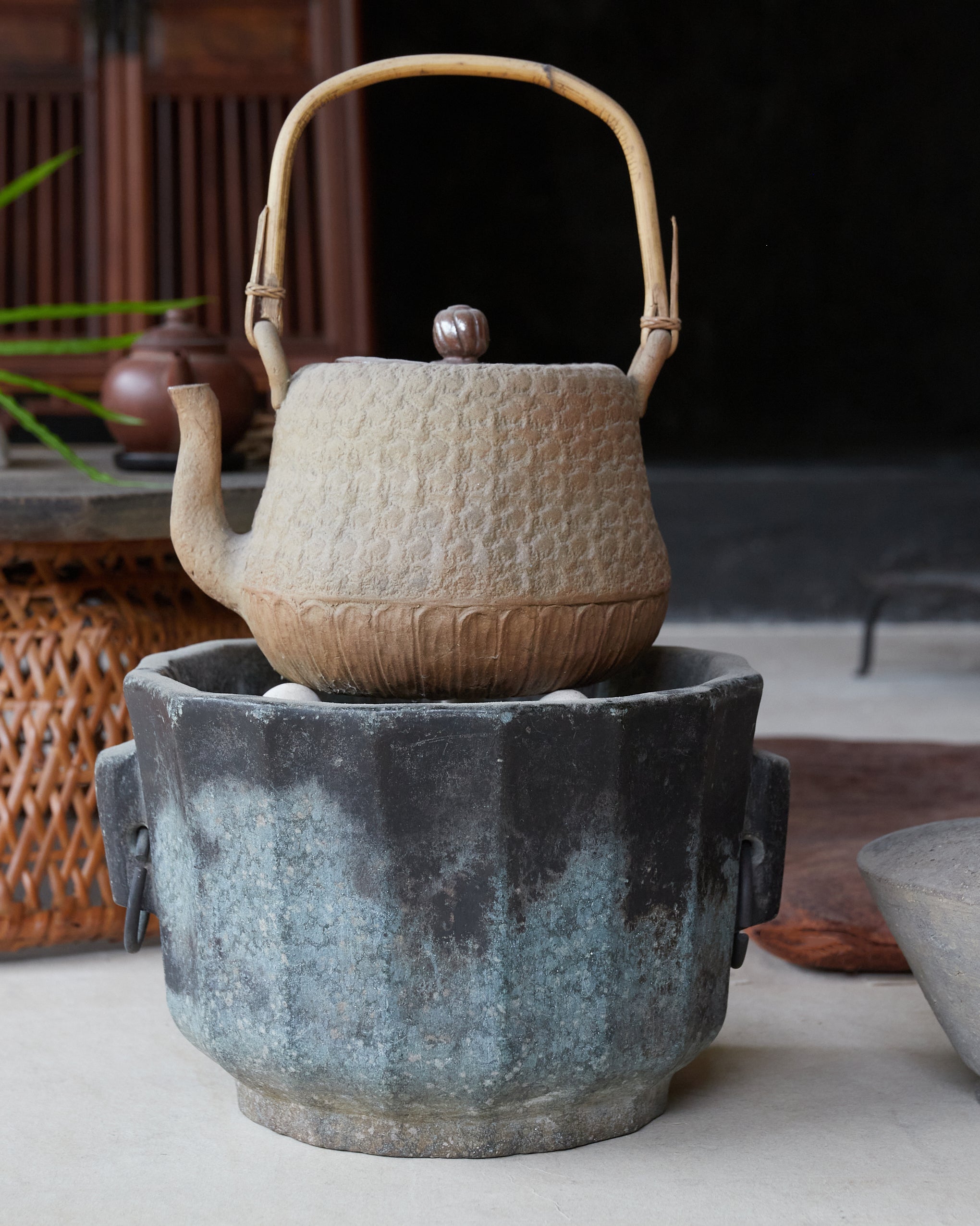 Yi Dynasty, Rusted Stone Brazier with Ring, Yi Dynasty/1392-1897CE