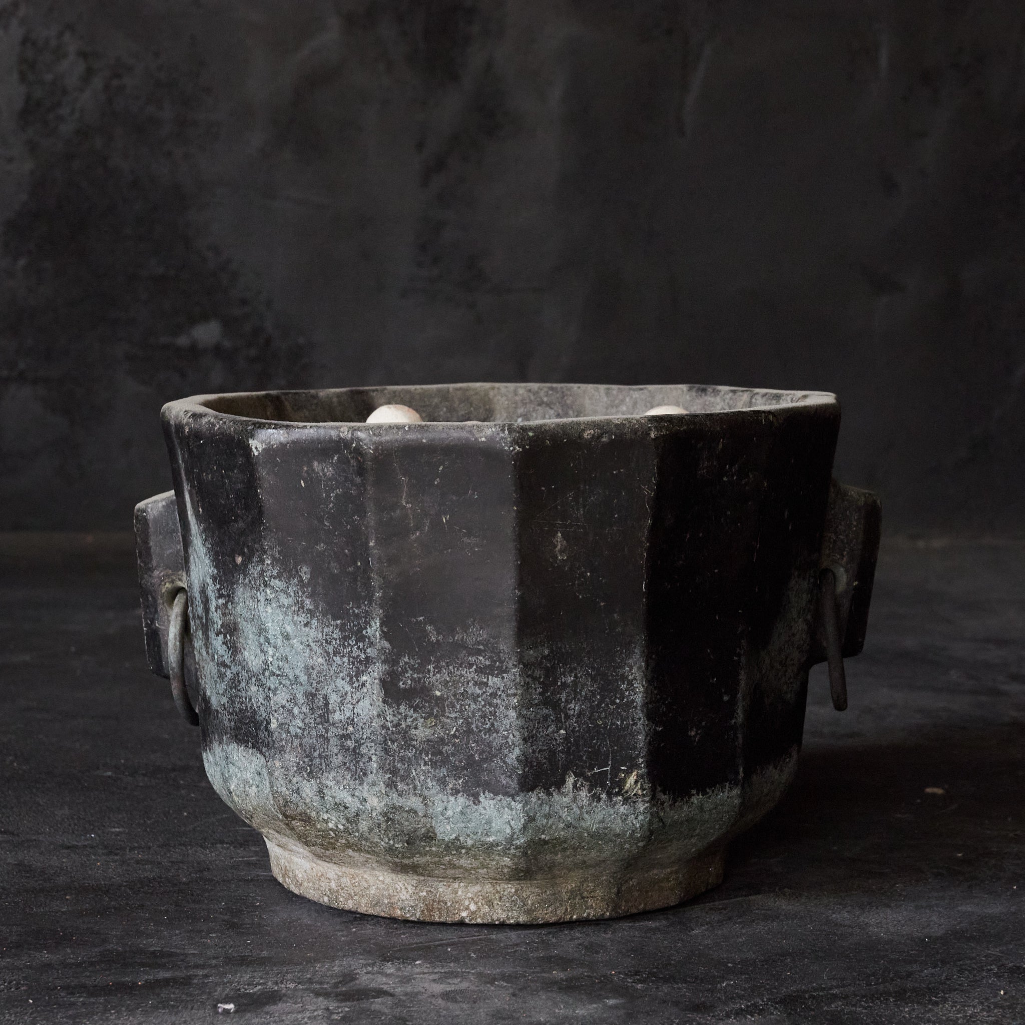 Yi Dynasty, Rusted Stone Brazier with Ring, Yi Dynasty/1392-1897CE