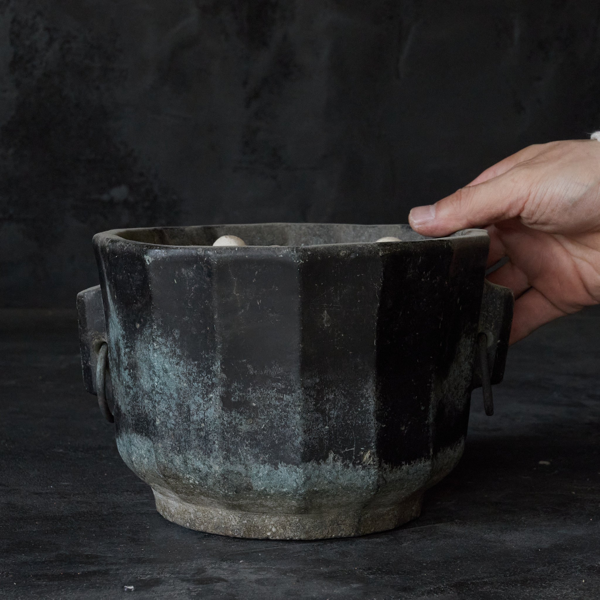 Yi Dynasty, Rusted Stone Brazier with Ring, Yi Dynasty/1392-1897CE