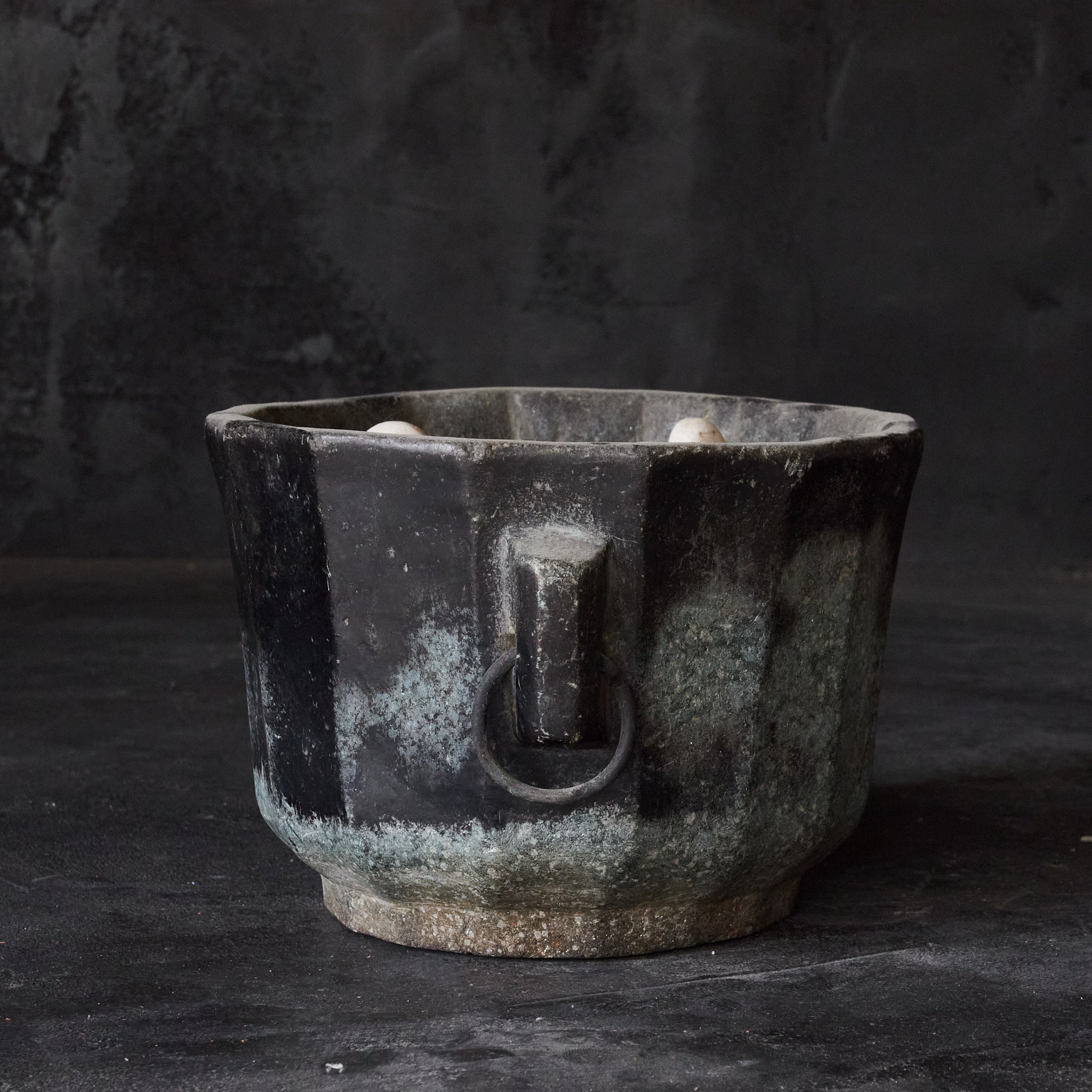 Yi Dynasty, Rusted Stone Brazier with Ring, Yi Dynasty/1392-1897CE