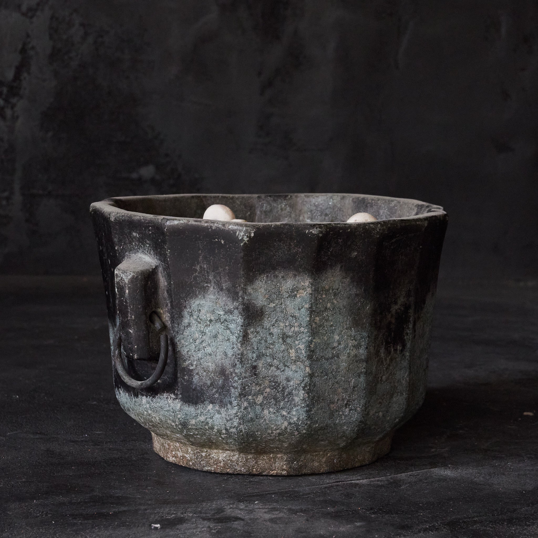 Yi Dynasty, Rusted Stone Brazier with Ring, Yi Dynasty/1392-1897CE