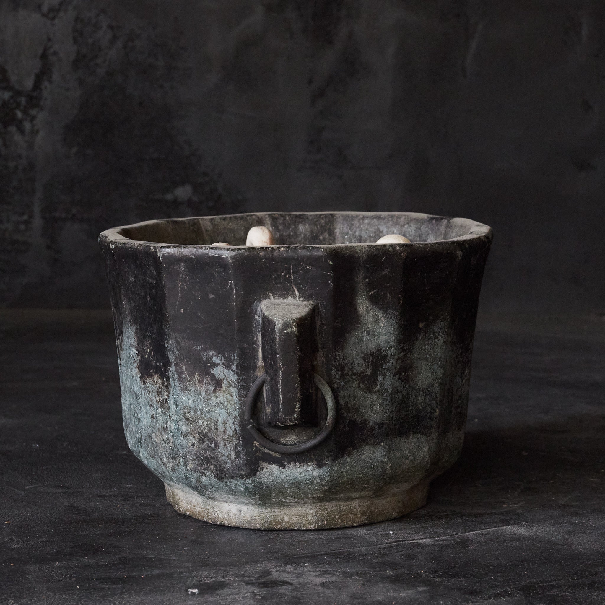 Yi Dynasty, Rusted Stone Brazier with Ring, Yi Dynasty/1392-1897CE