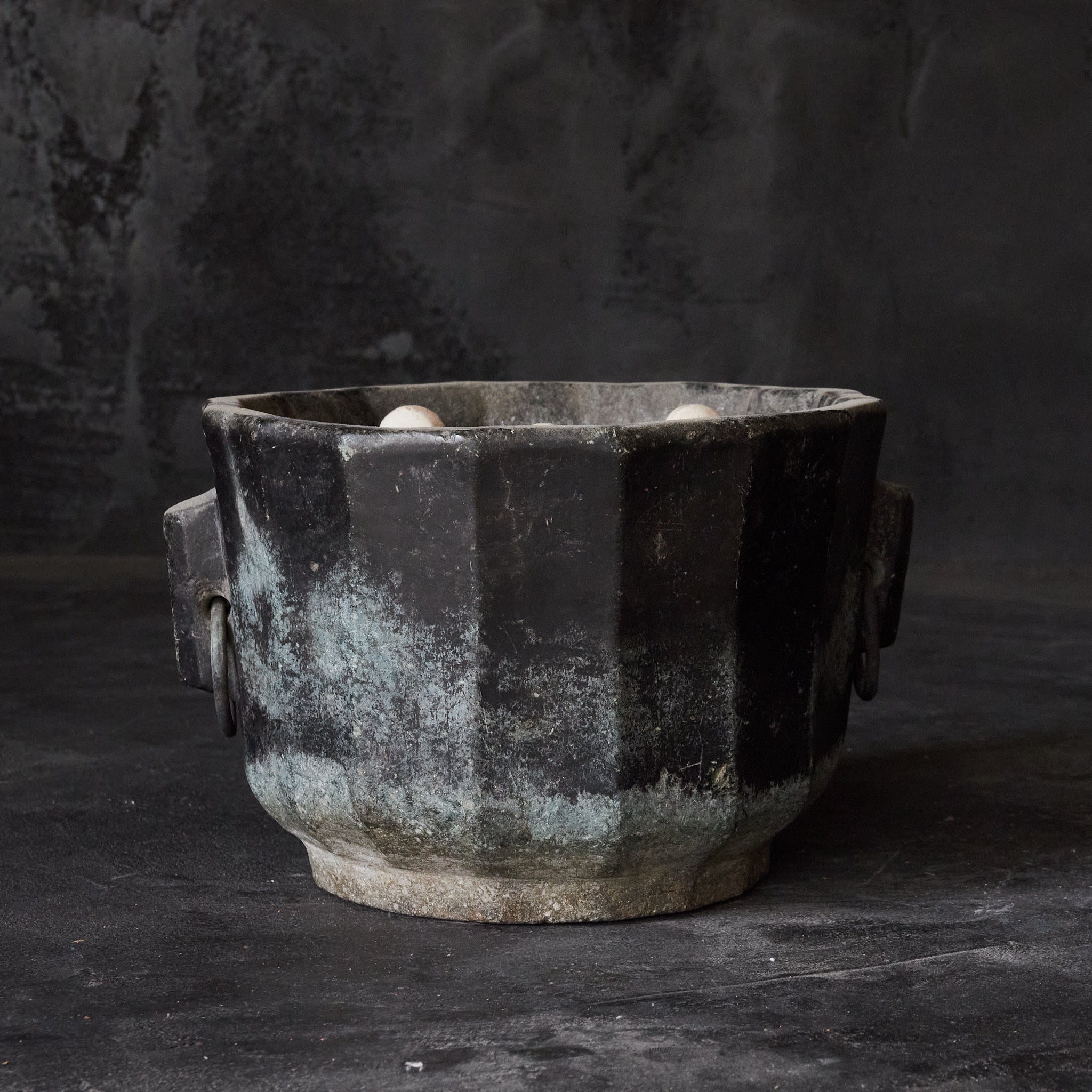 Yi Dynasty, Rusted Stone Brazier with Ring, Yi Dynasty/1392-1897CE