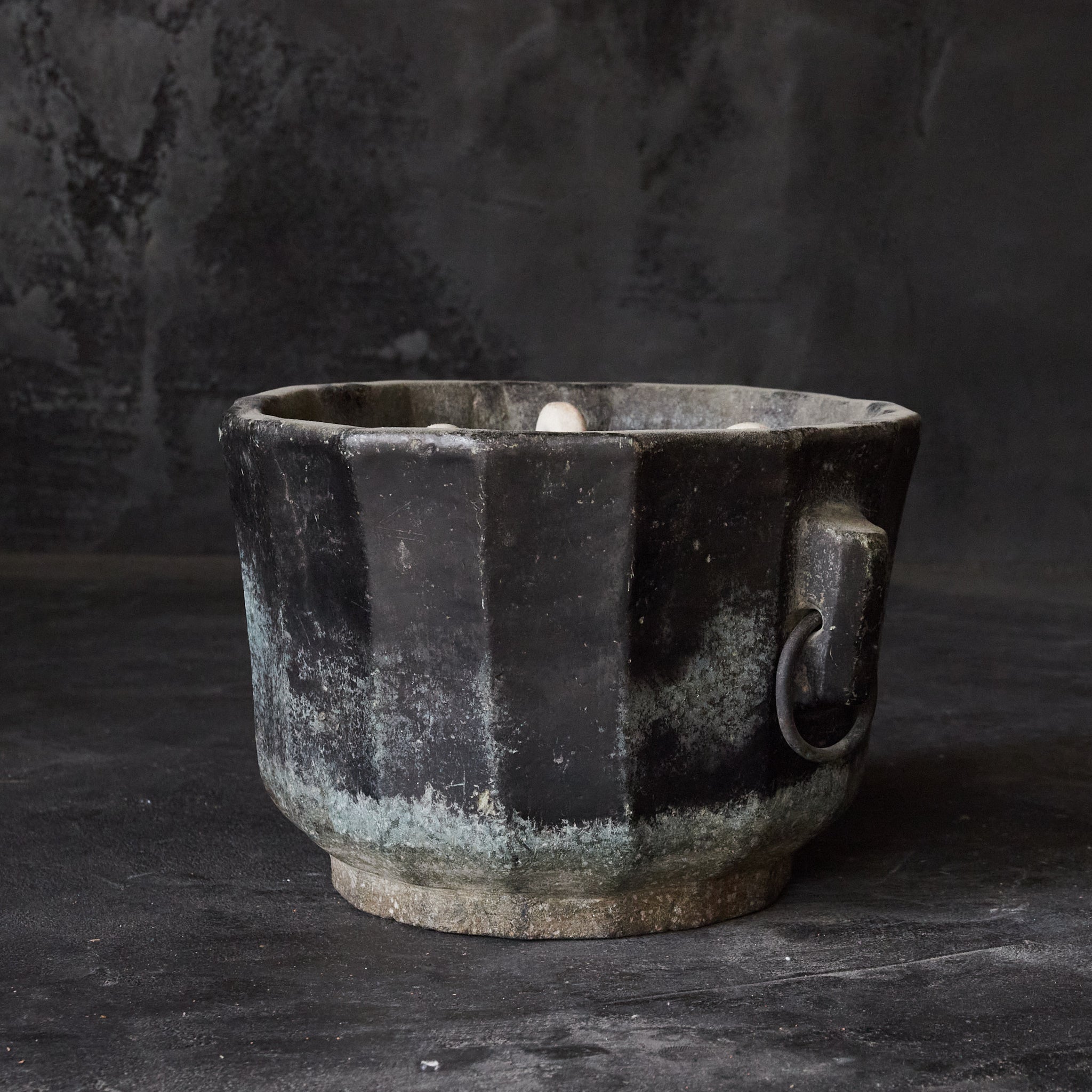 Yi Dynasty, Rusted Stone Brazier with Ring, Yi Dynasty/1392-1897CE