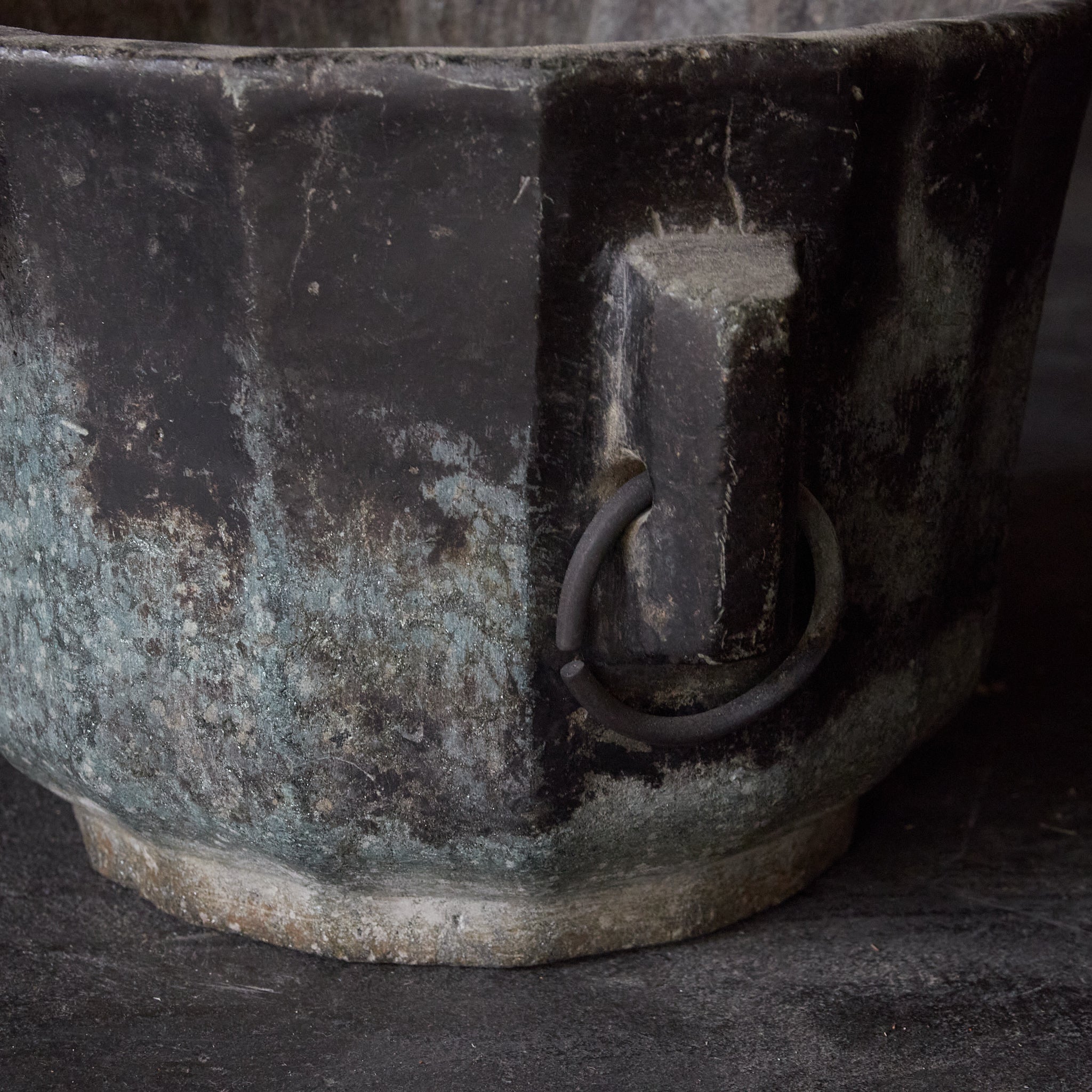 Yi Dynasty, Rusted Stone Brazier with Ring, Yi Dynasty/1392-1897CE