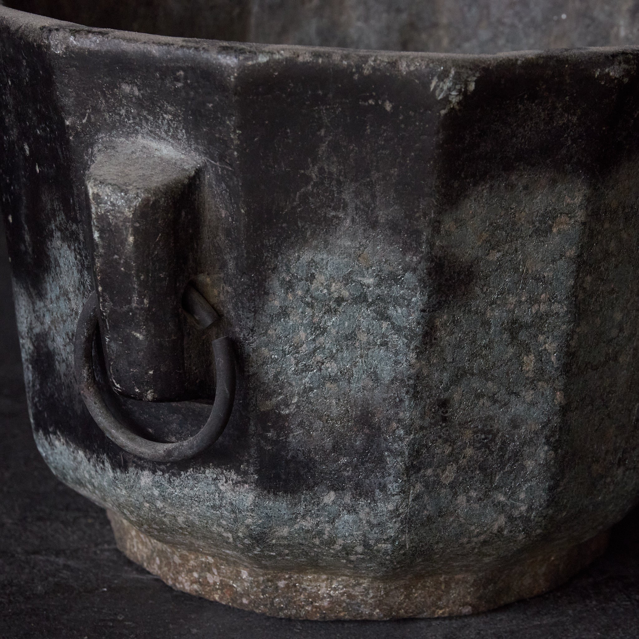 Yi Dynasty, Rusted Stone Brazier with Ring, Yi Dynasty/1392-1897CE