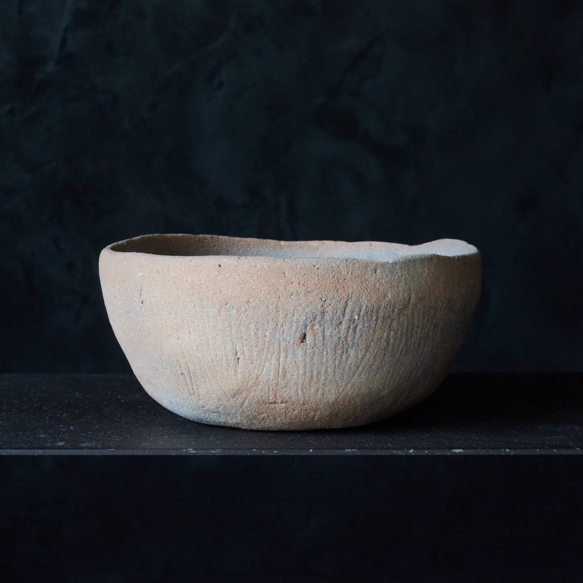 BOWL-SHAPED EARTHENWARE, Haji Ware, with incised lines, Heian Period（794–1185CE）