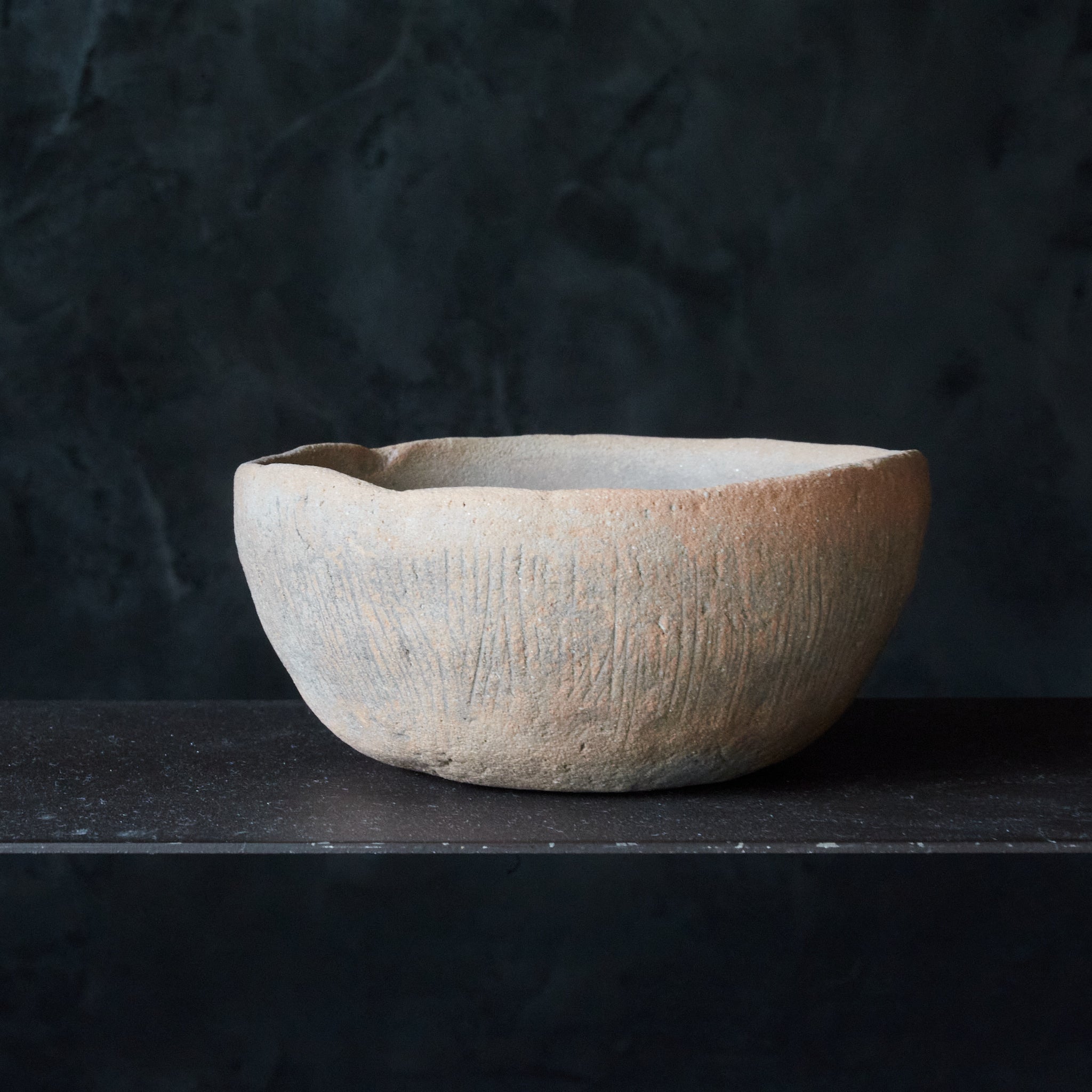 BOWL-SHAPED EARTHENWARE, Haji Ware, with incised lines, Heian Period（794–1185CE）
