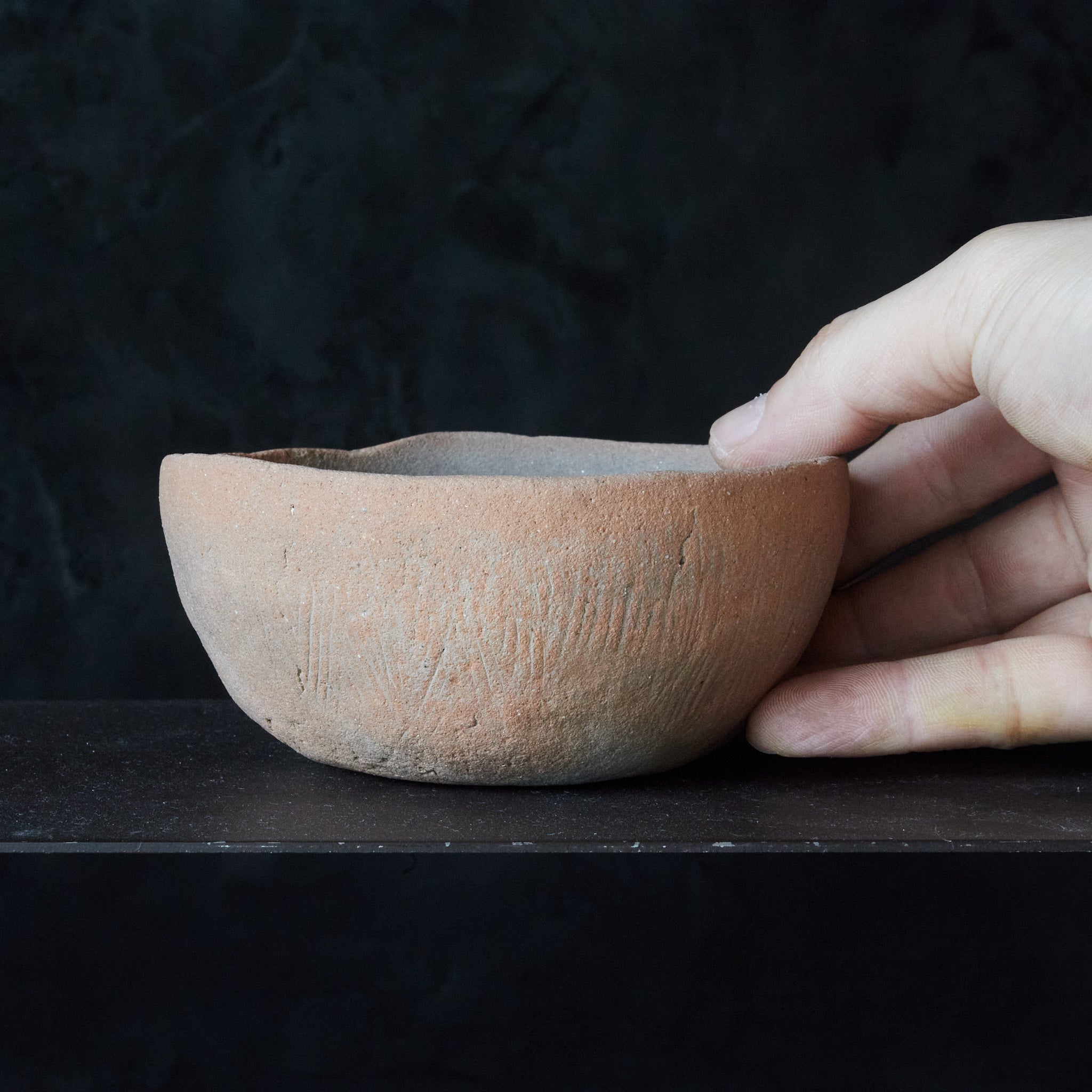 Cup-shaped Hajiki pottery with engraved lines, Heian period/794-1185CE