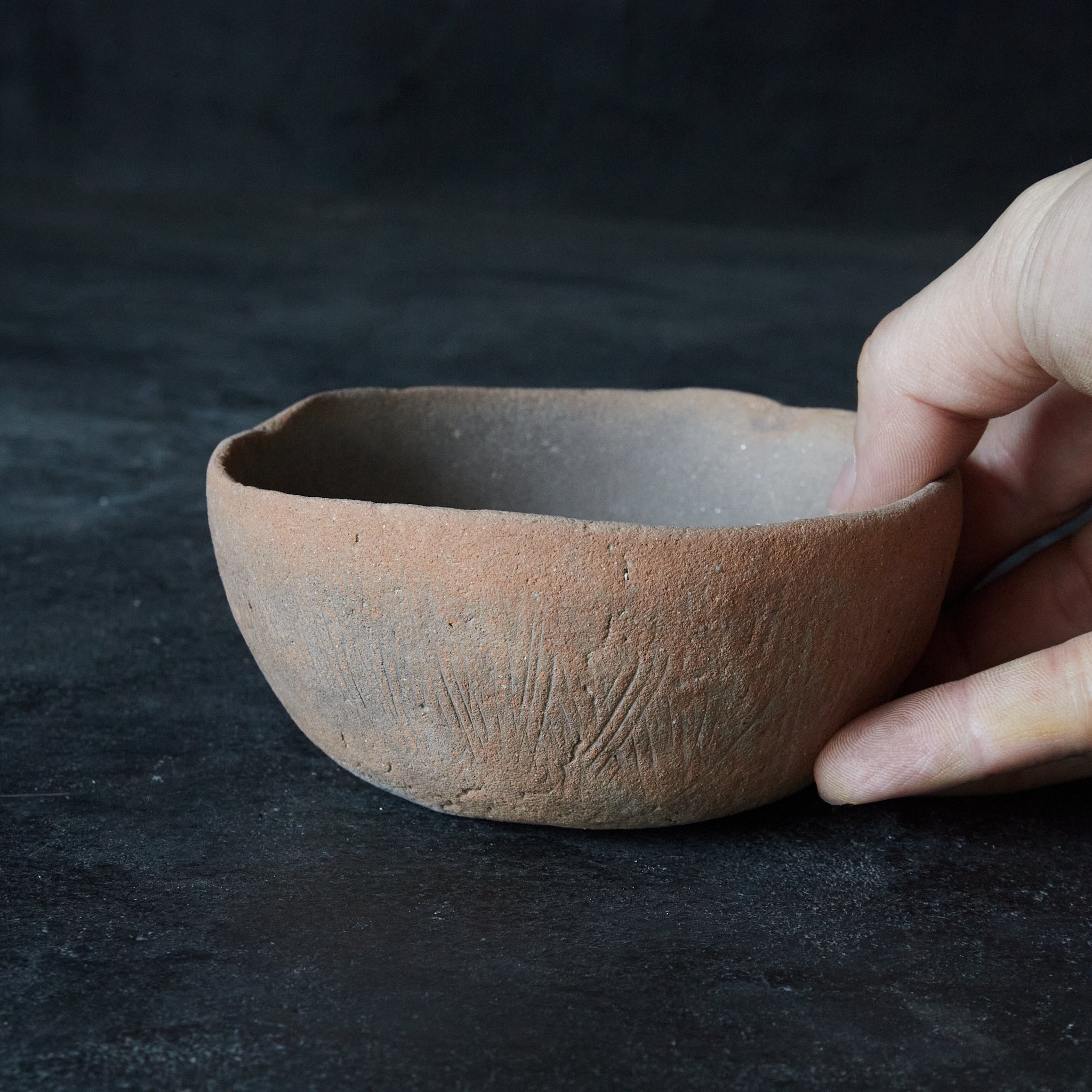 Cup-shaped Hajiki pottery with engraved lines, Heian period/794-1185CE