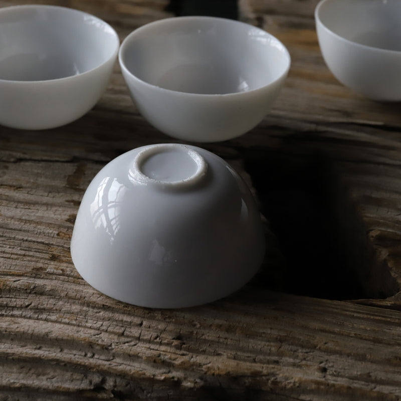 60-70年代 デッドストック 薄白磁半月茶杯 5客揃  20世紀以降