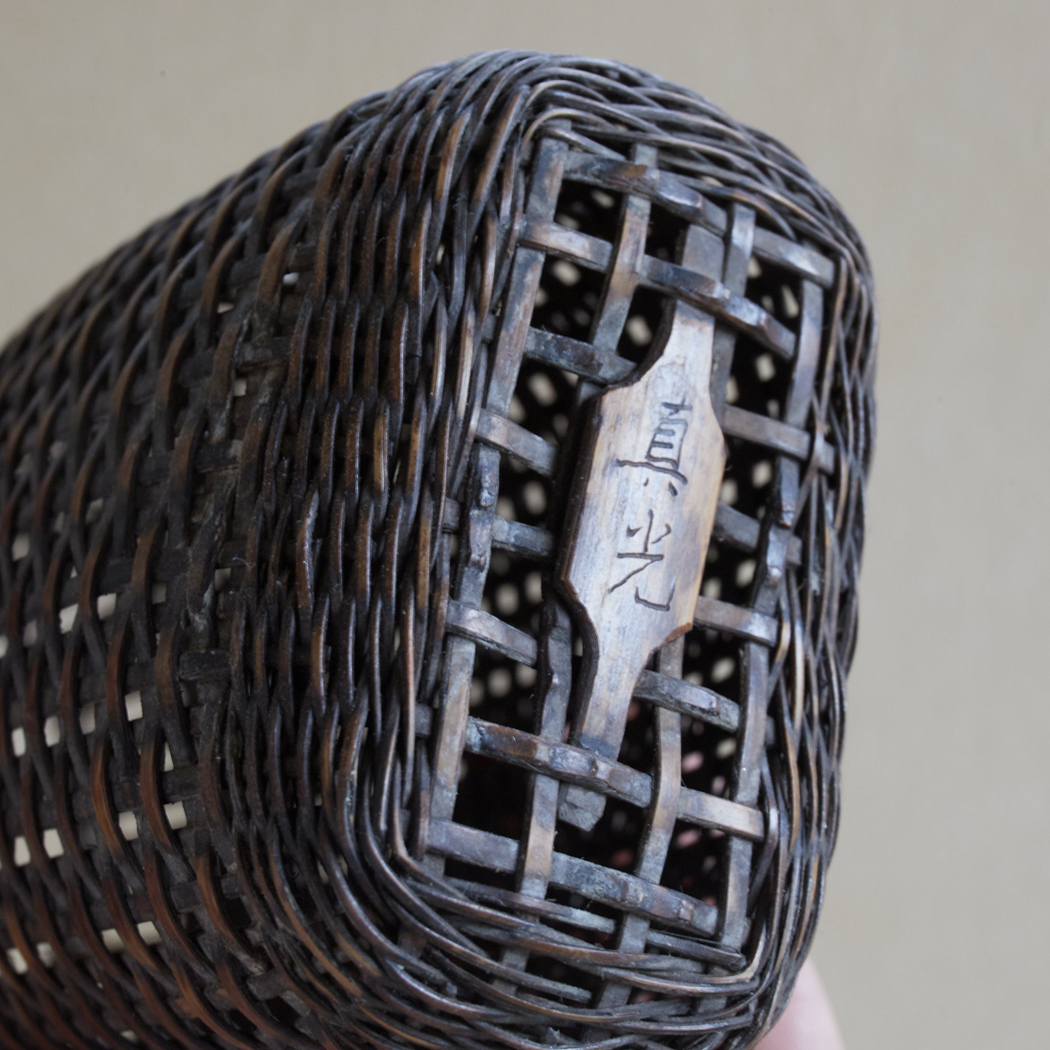 Old bamboo tea basket with hanging flower vase Edo-Meiji period/1603-1912CE