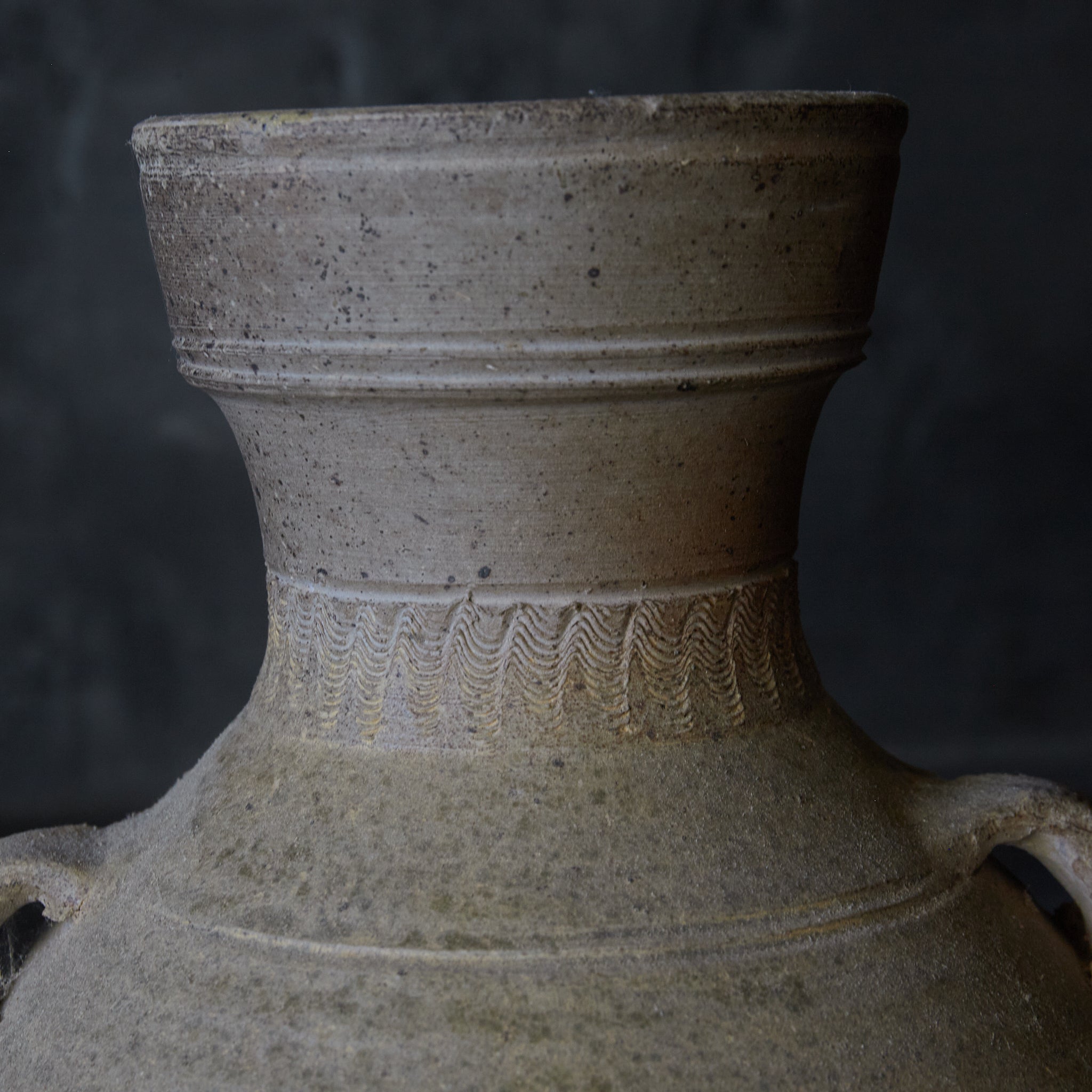 Han dynasty ash glaze double-eared vase Han dynasty/206BCE-220CE