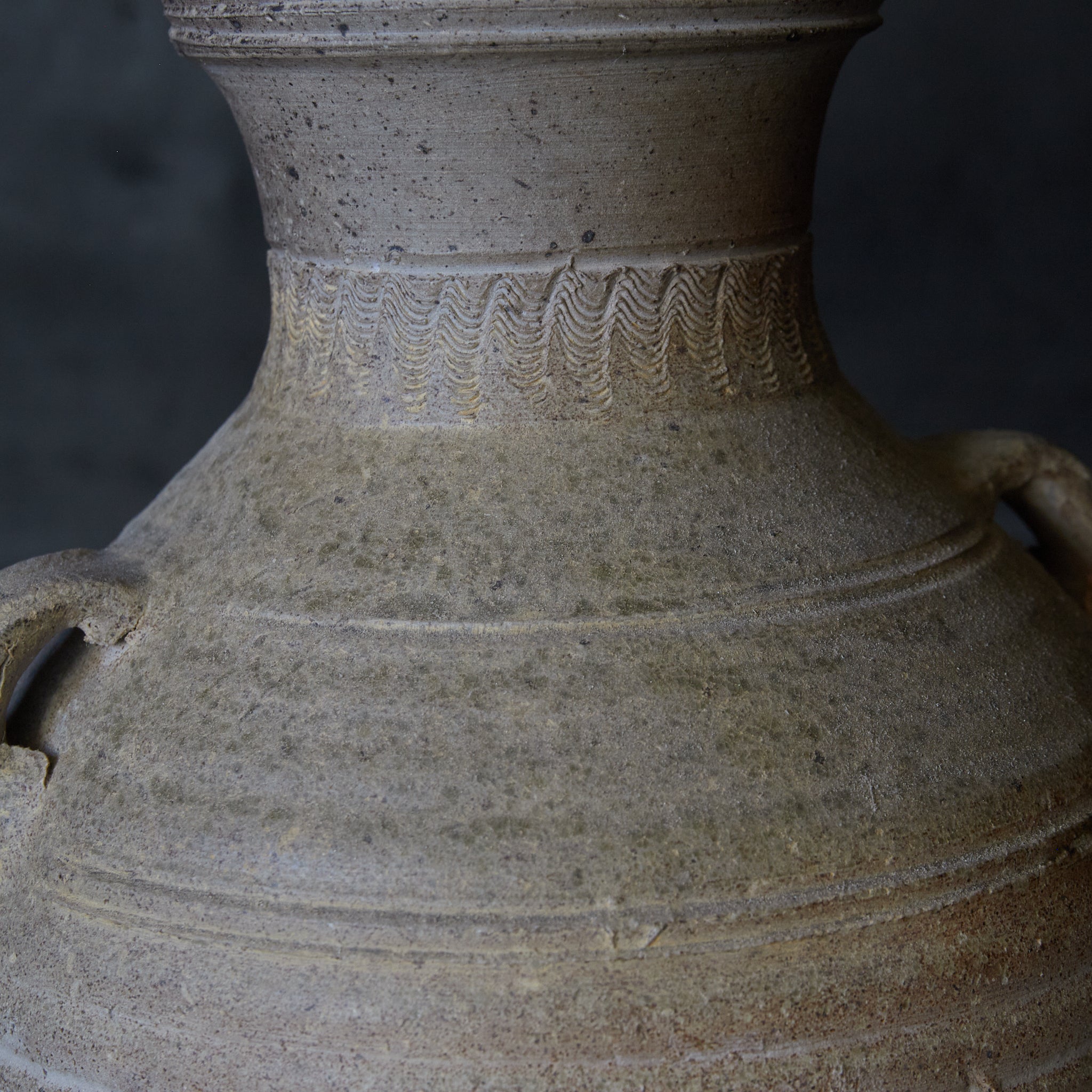 Han dynasty ash glaze double-eared vase Han dynasty/206BCE-220CE