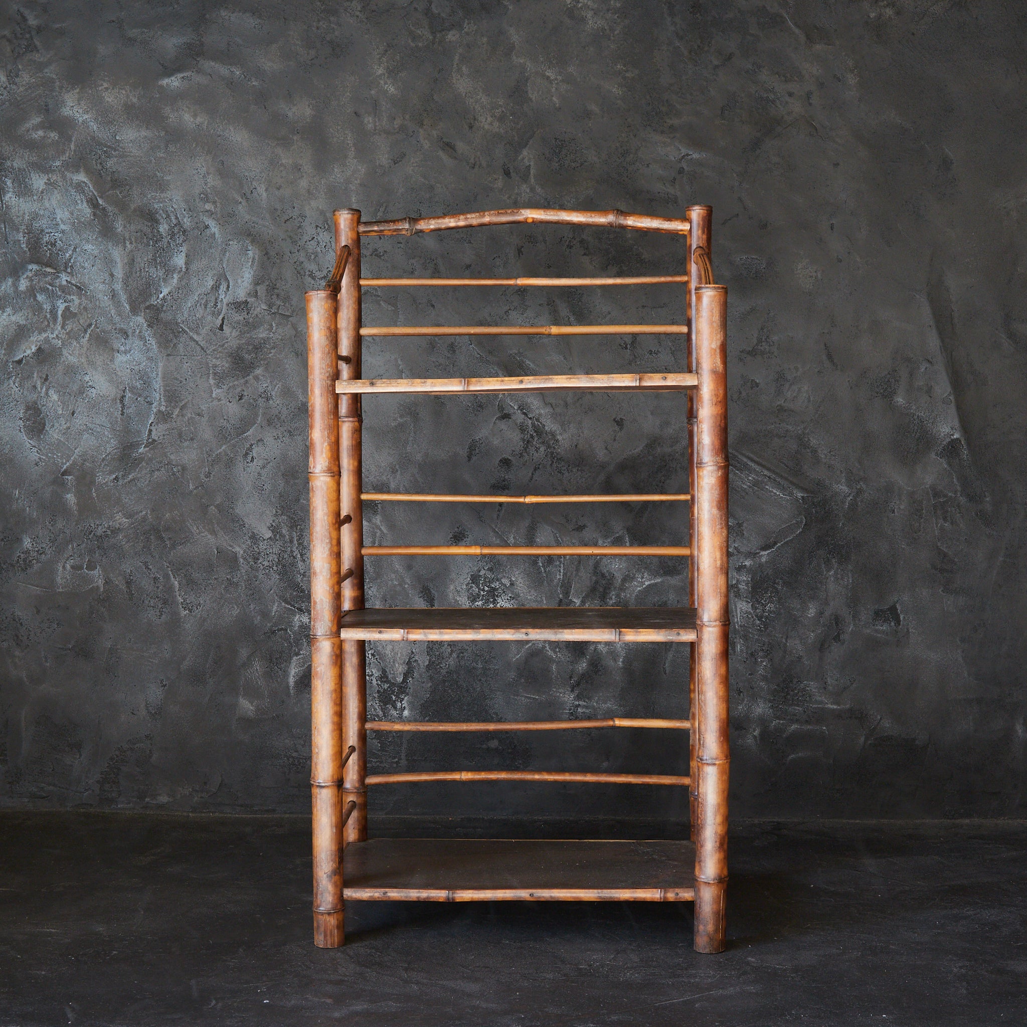 A well-used spotted bamboo tea shelf from the Taisho period (1912-1926CE)