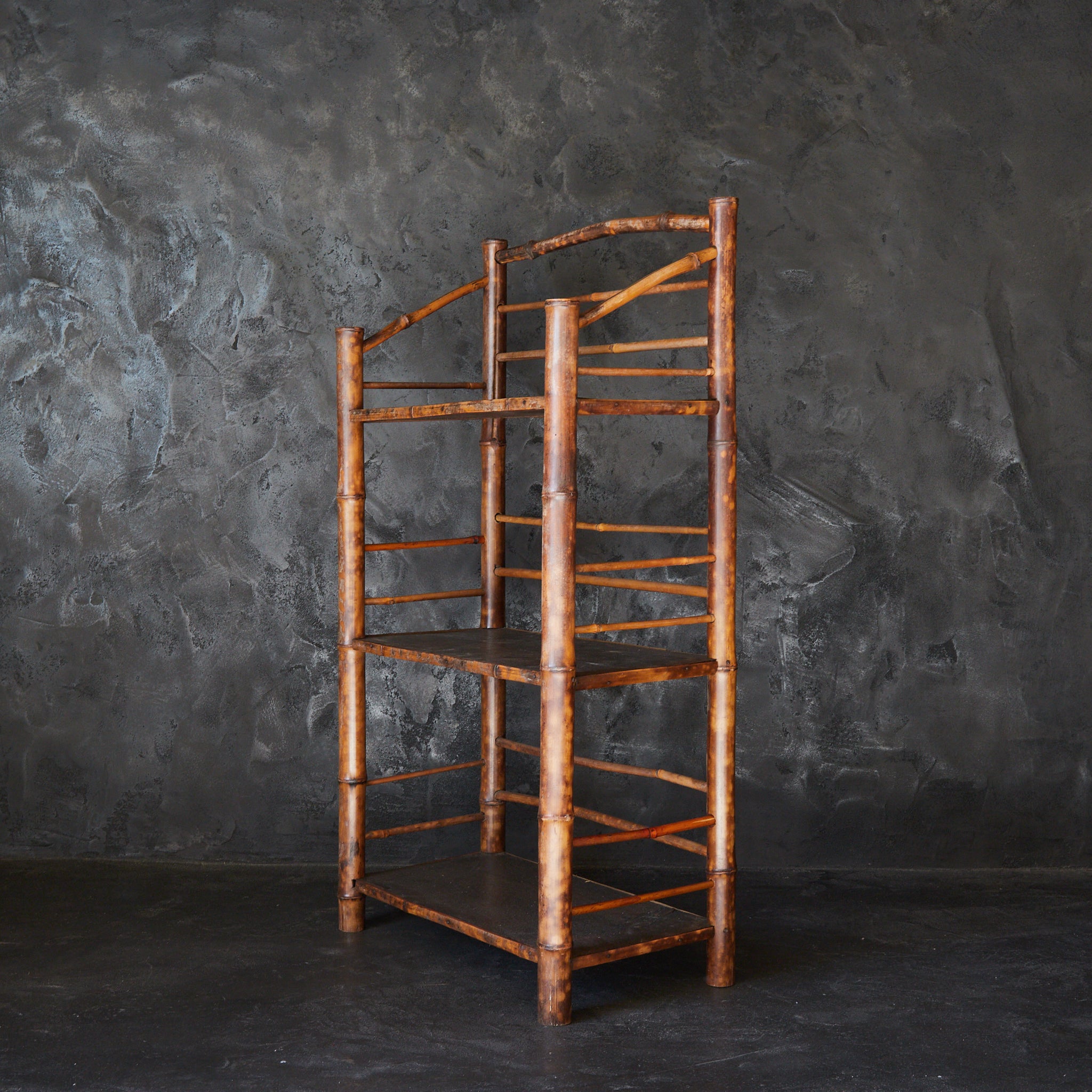 A well-used spotted bamboo tea shelf from the Taisho period (1912-1926CE)