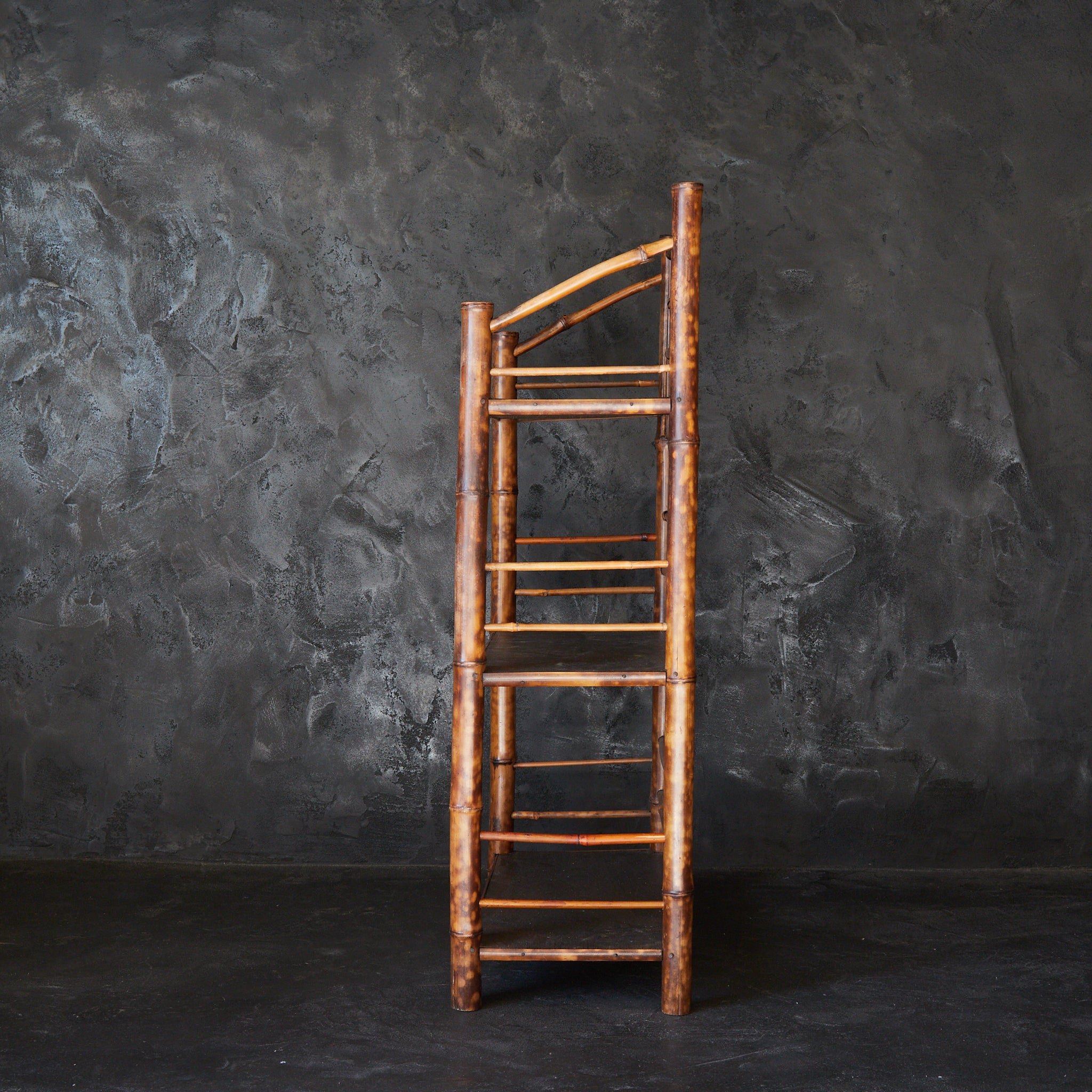 A well-used spotted bamboo tea shelf from the Taisho period (1912-1926CE)