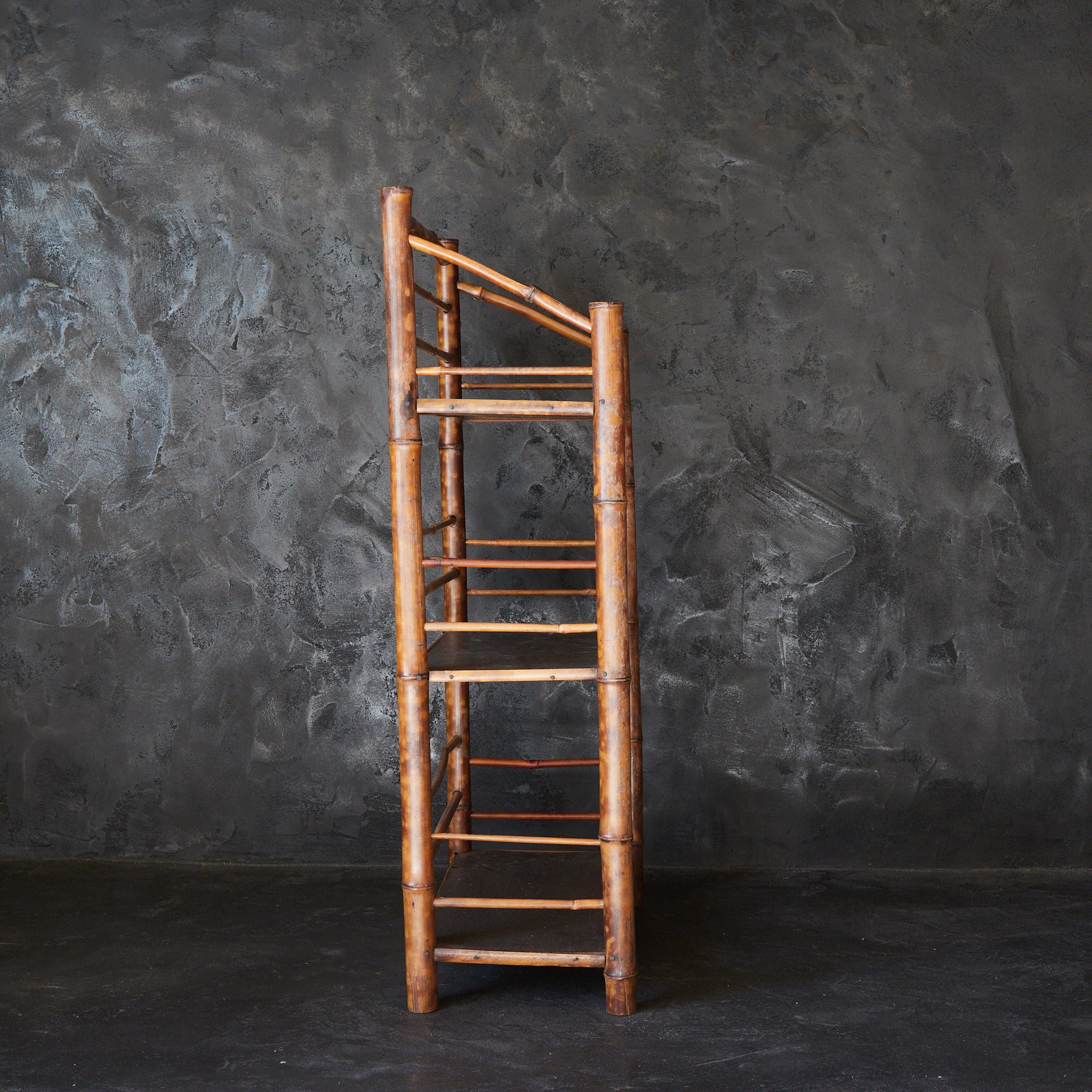 A well-used spotted bamboo tea shelf from the Taisho period (1912-1926CE)