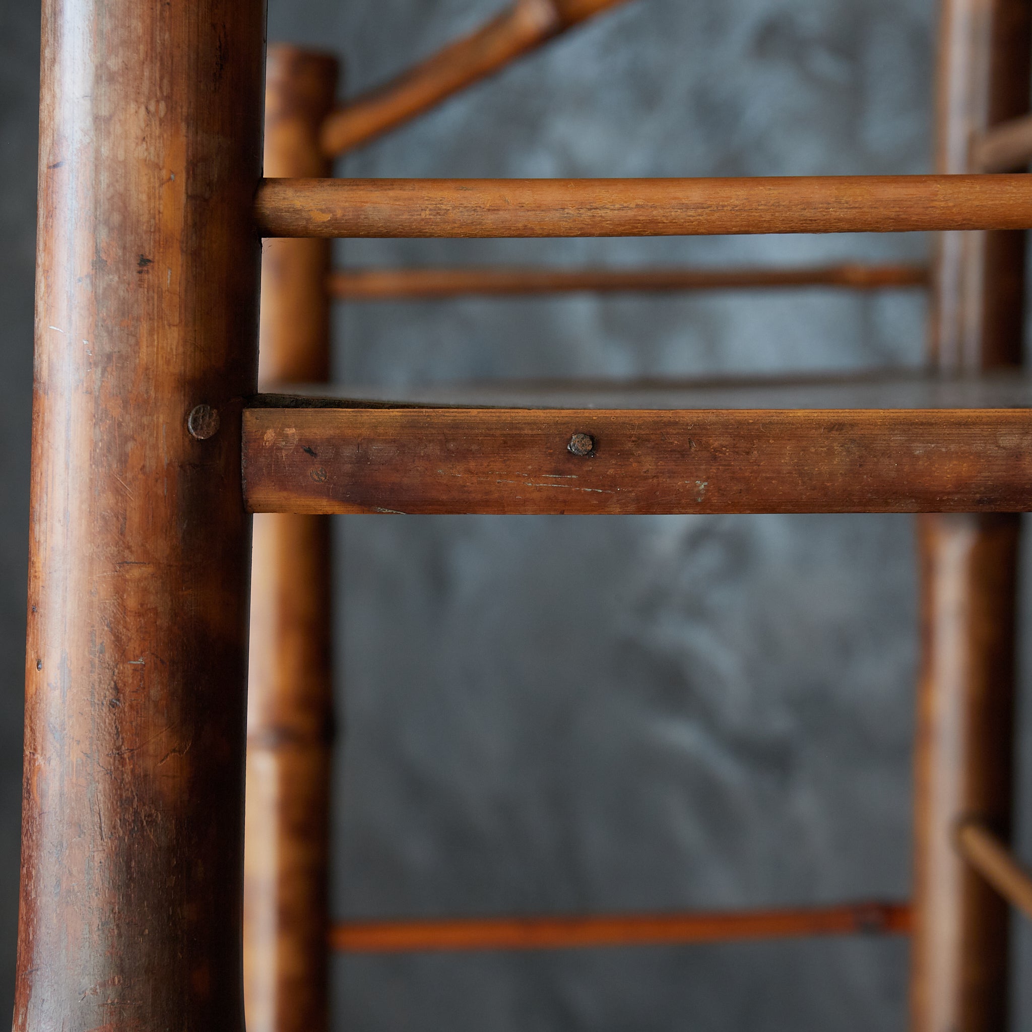 A well-used spotted bamboo tea shelf from the Taisho period (1912-1926CE)