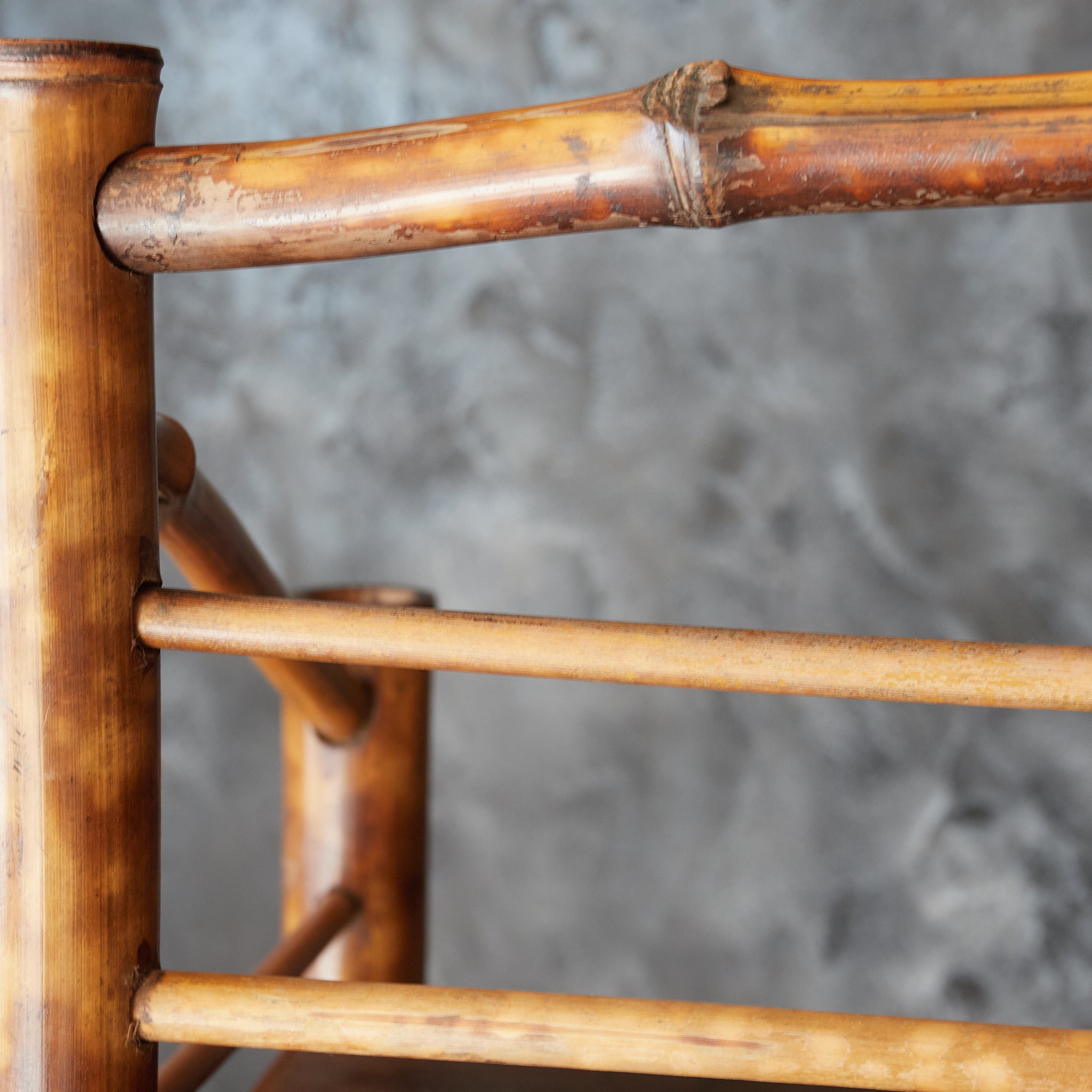 A well-used spotted bamboo tea shelf from the Taisho period (1912-1926CE)