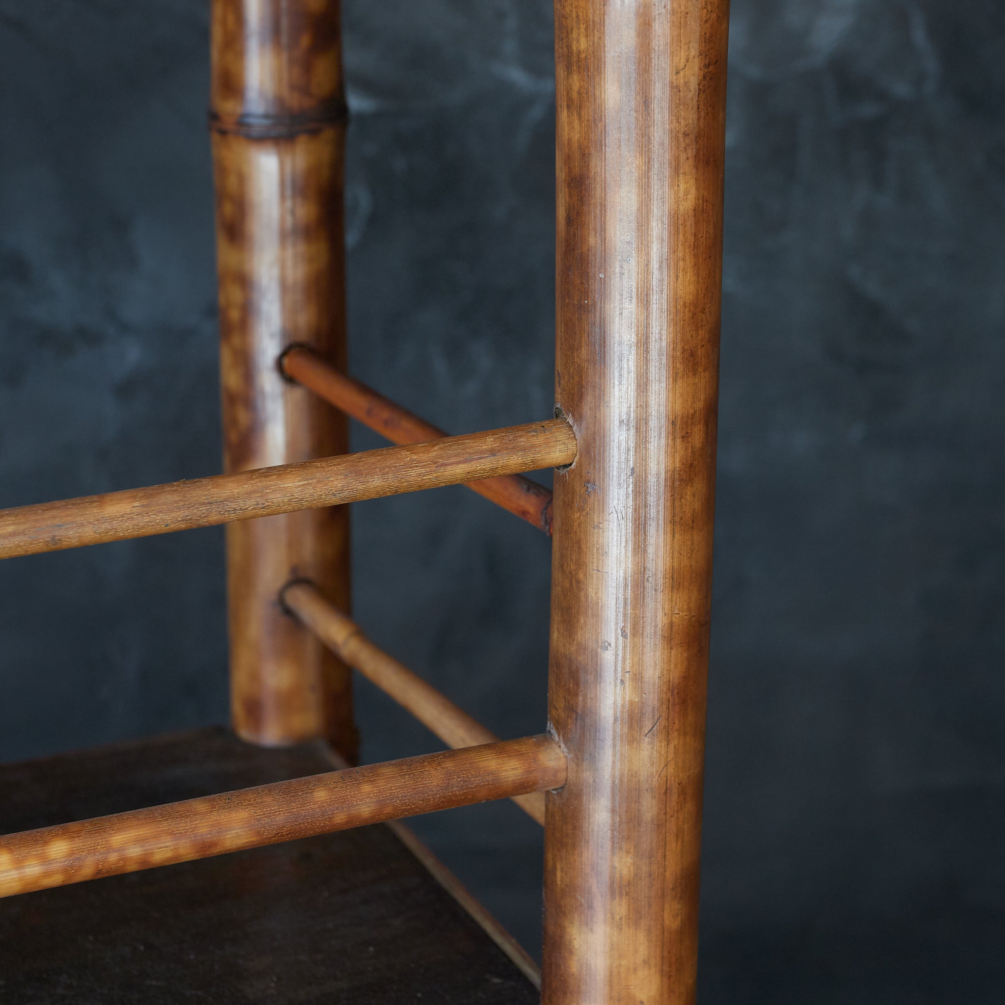 A well-used spotted bamboo tea shelf from the Taisho period (1912-1926CE)