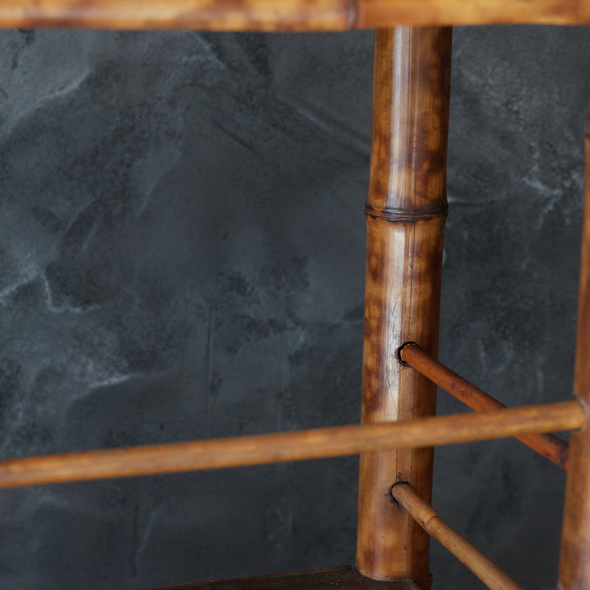 A well-used spotted bamboo tea shelf from the Taisho period (1912-1926CE)