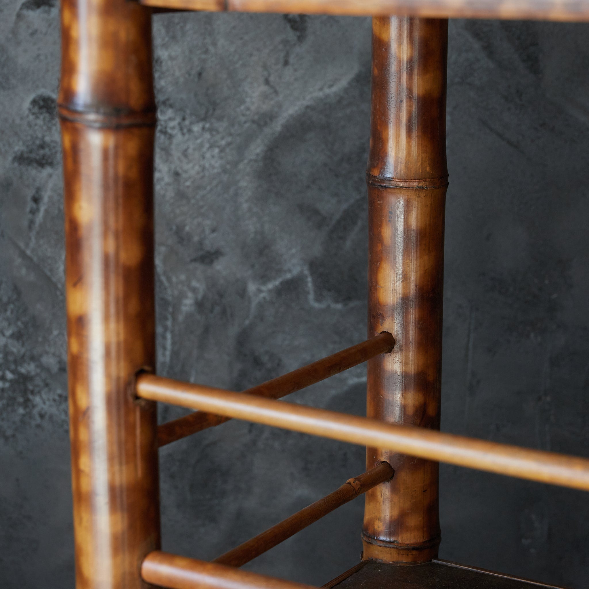 A well-used spotted bamboo tea shelf from the Taisho period (1912-1926CE)