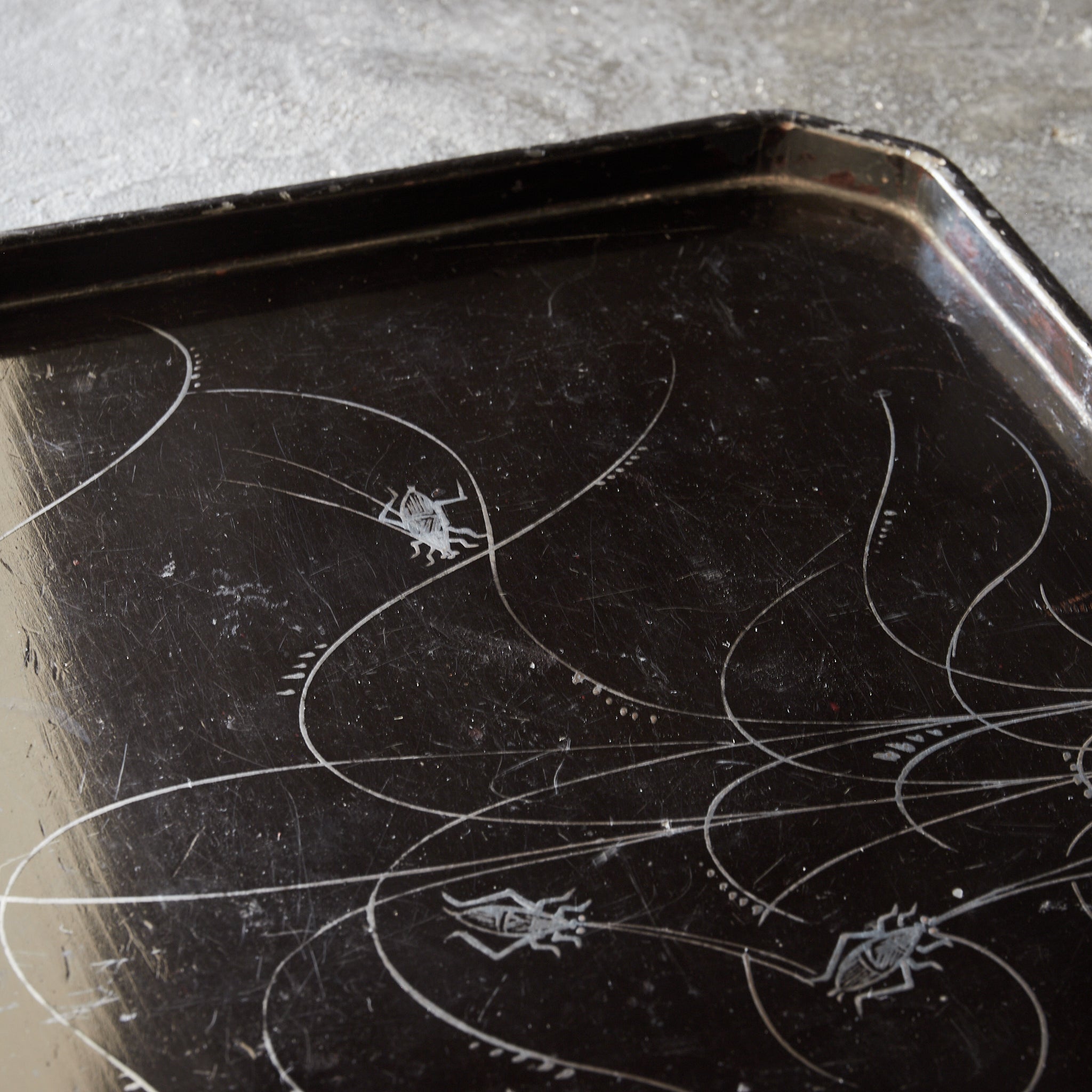 Autumn Grass and Crickets Maki-e Sumi-kiri Tray Edo Period/1603-1867CE