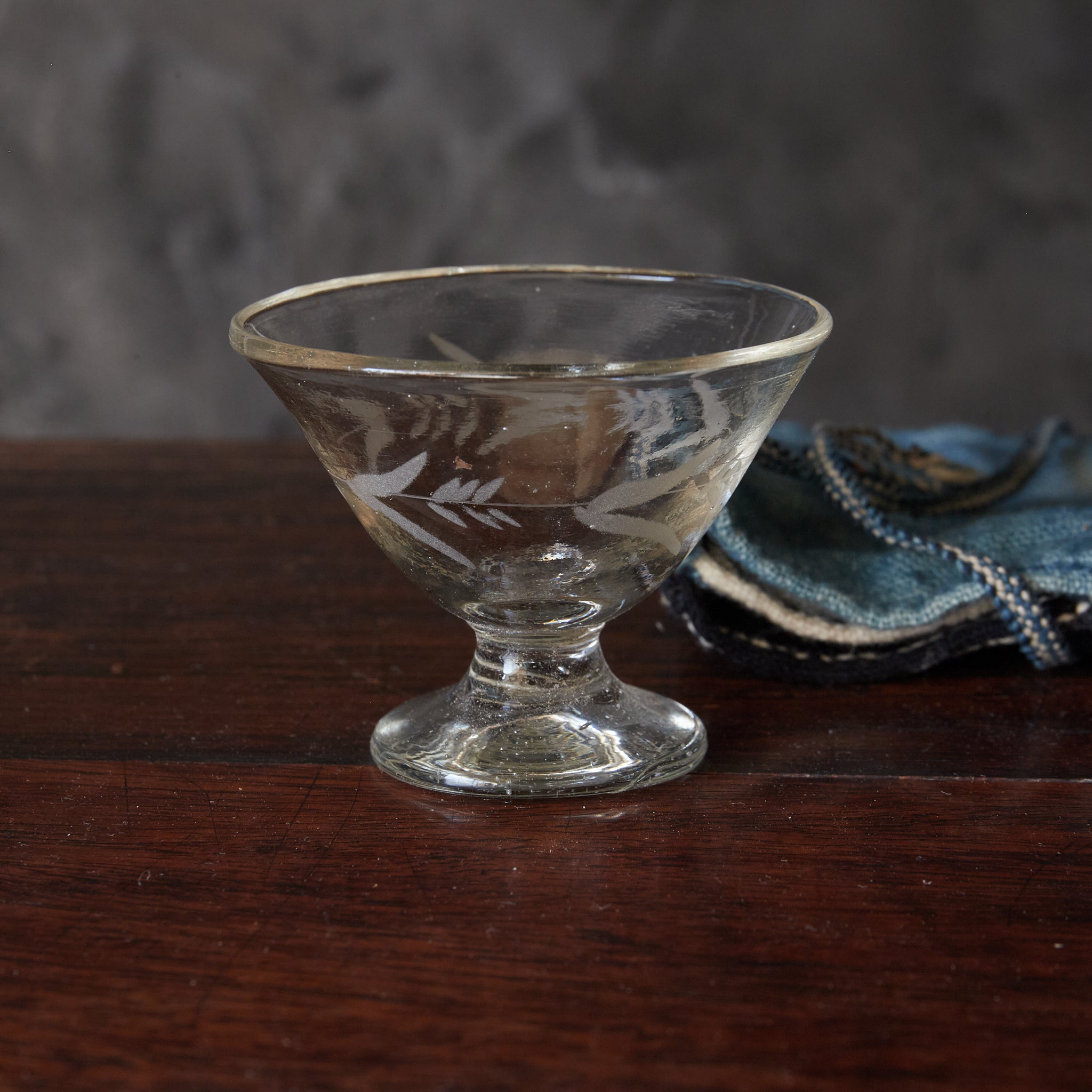 Meiji Cut glass sake cup with pedestal, with packaging, Meiji period/1868-1912CE