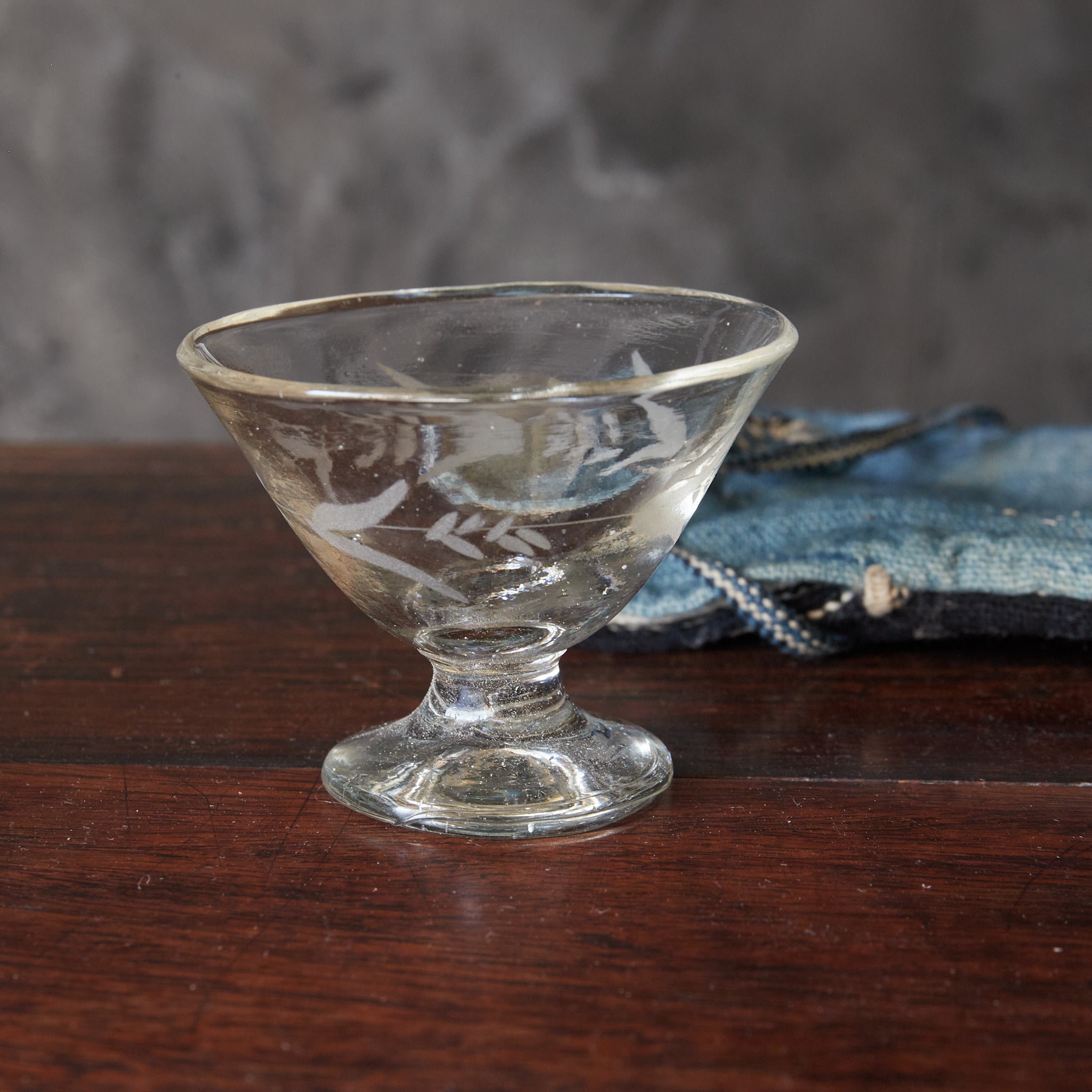 Meiji Cut glass sake cup with pedestal, with packaging, Meiji period/1868-1912CE