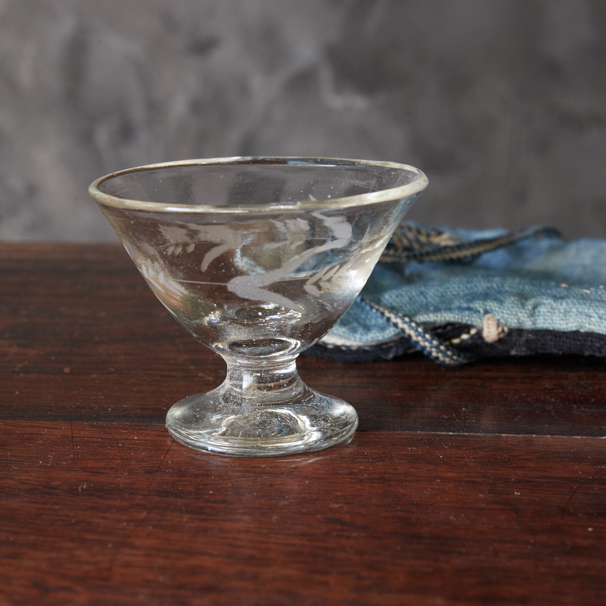 Meiji Cut glass sake cup with pedestal, with packaging, Meiji period/1868-1912CE