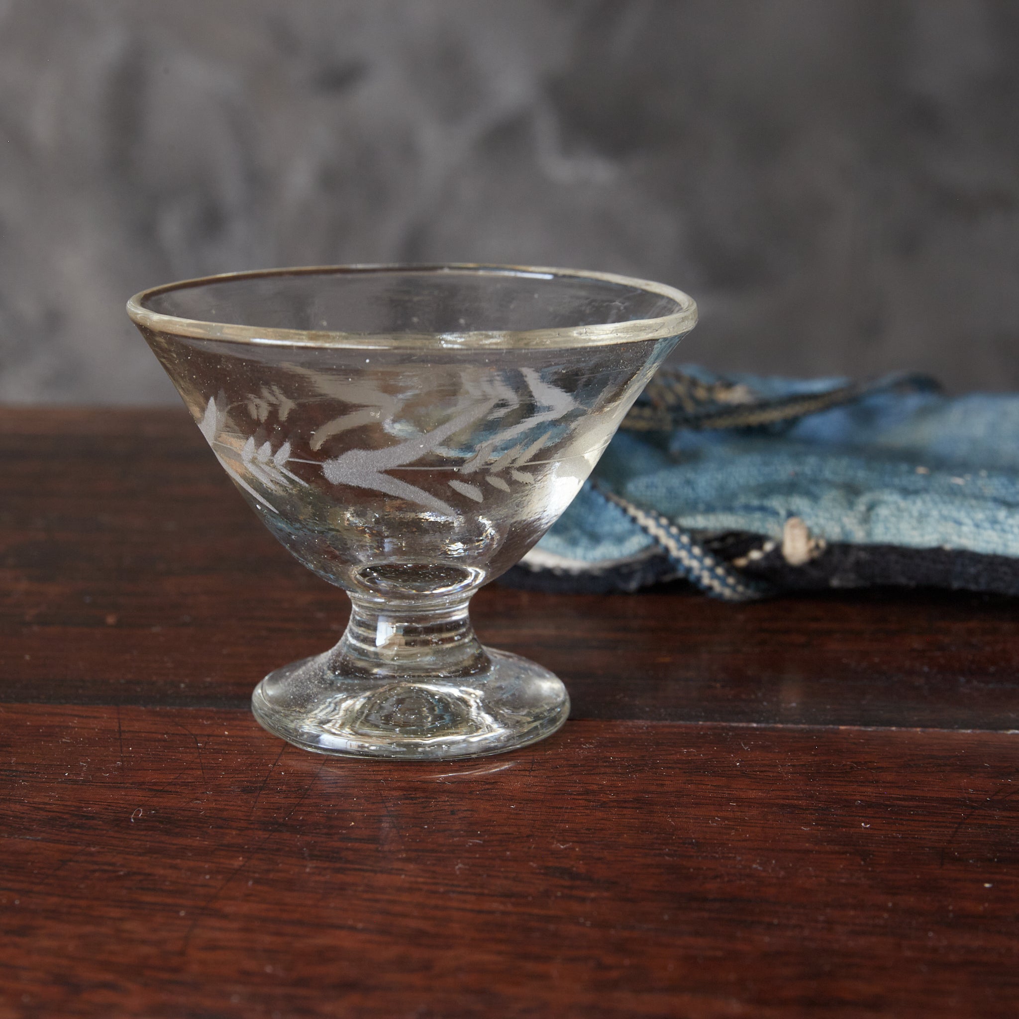 Meiji Cut glass sake cup with pedestal, with packaging, Meiji period/1868-1912CE