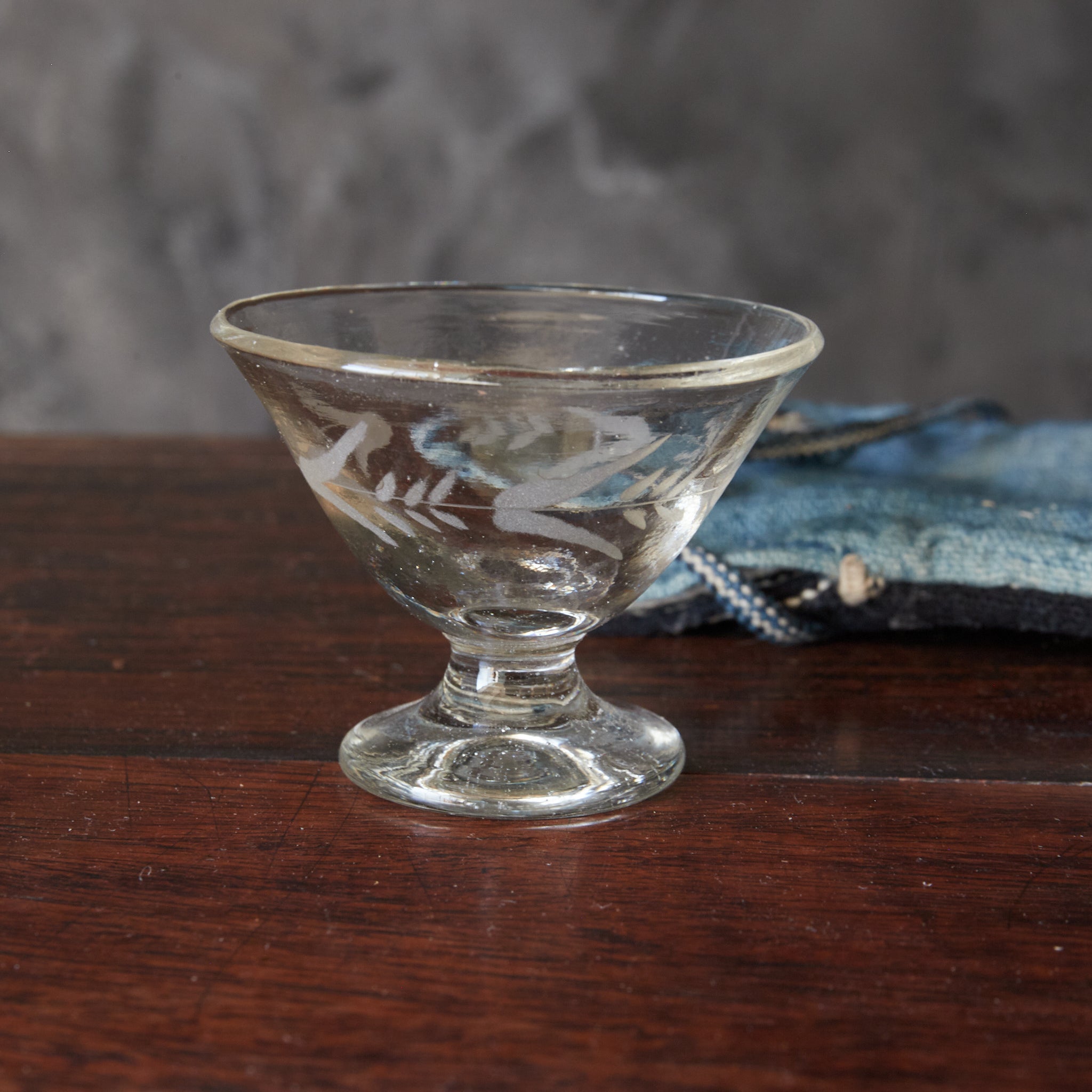 Meiji Cut glass sake cup with pedestal, with packaging, Meiji period/1868-1912CE