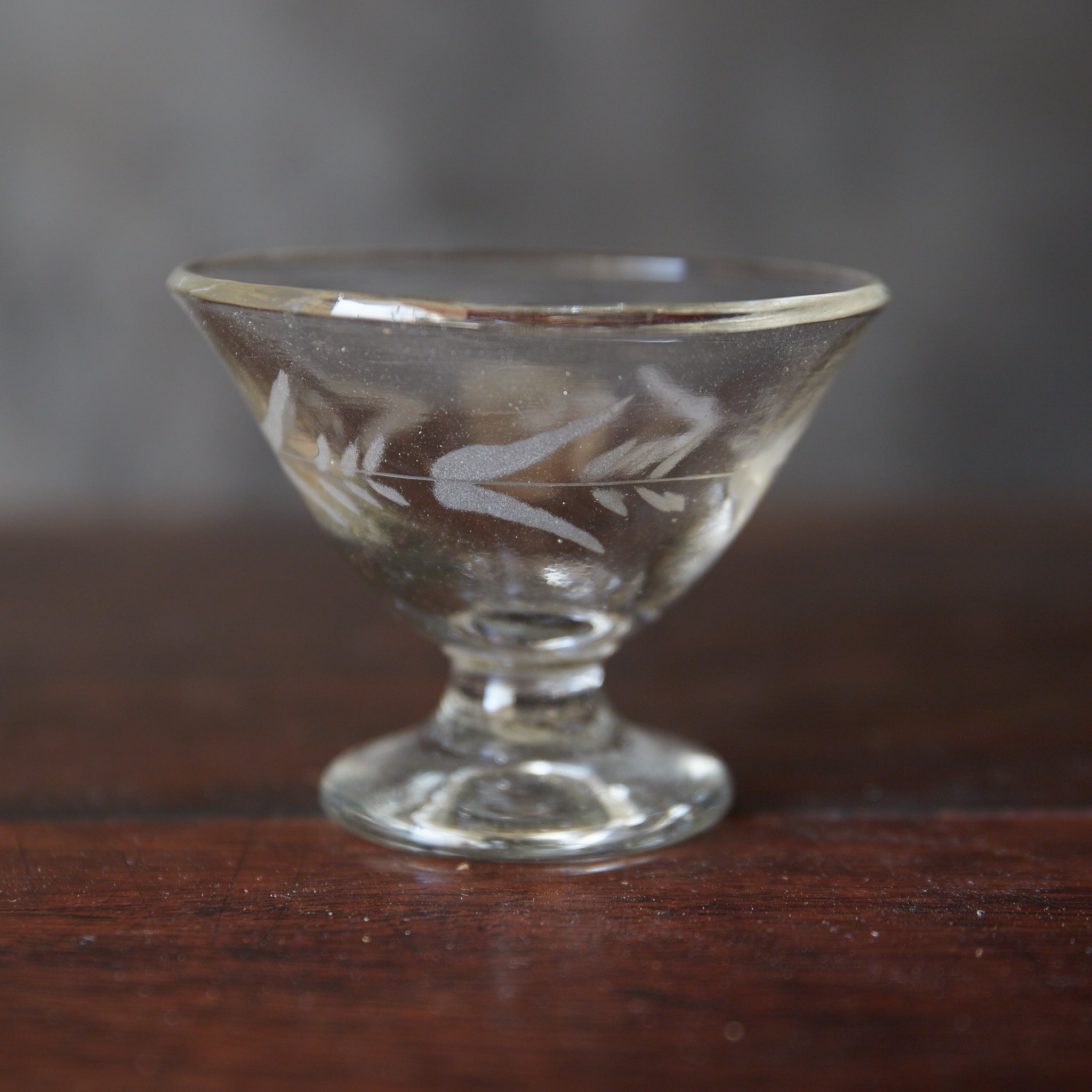 Meiji Cut glass sake cup with pedestal, with packaging, Meiji period/1868-1912CE