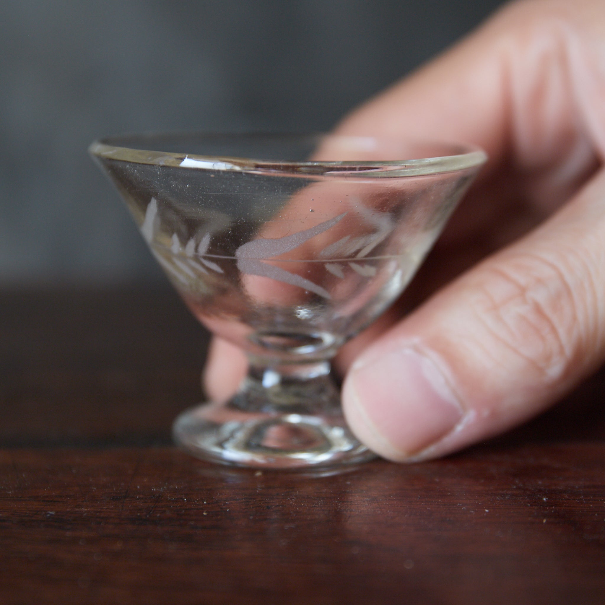 Meiji Cut glass sake cup with pedestal, with packaging, Meiji period/1868-1912CE