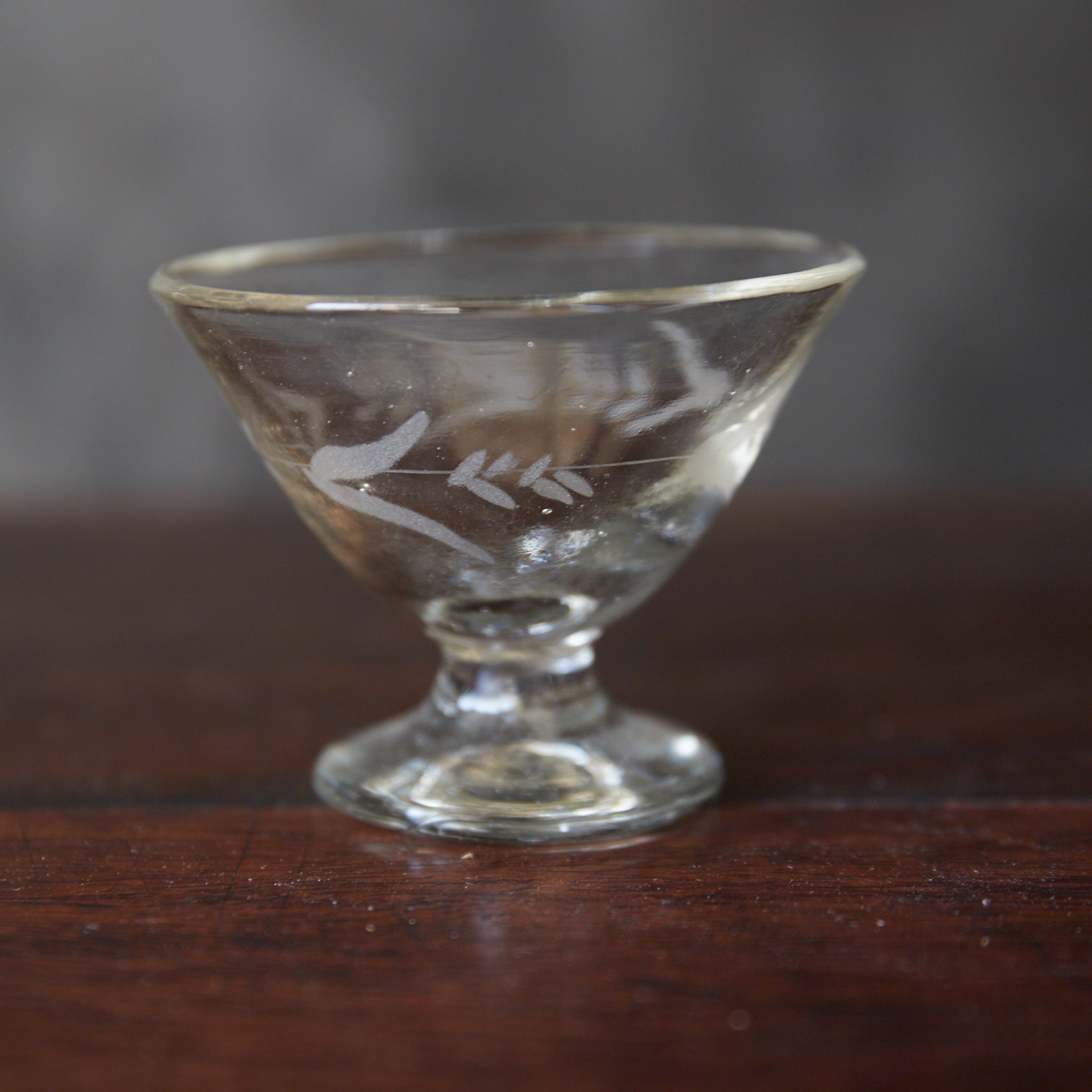 Meiji Cut glass sake cup with pedestal, with packaging, Meiji period/1868-1912CE