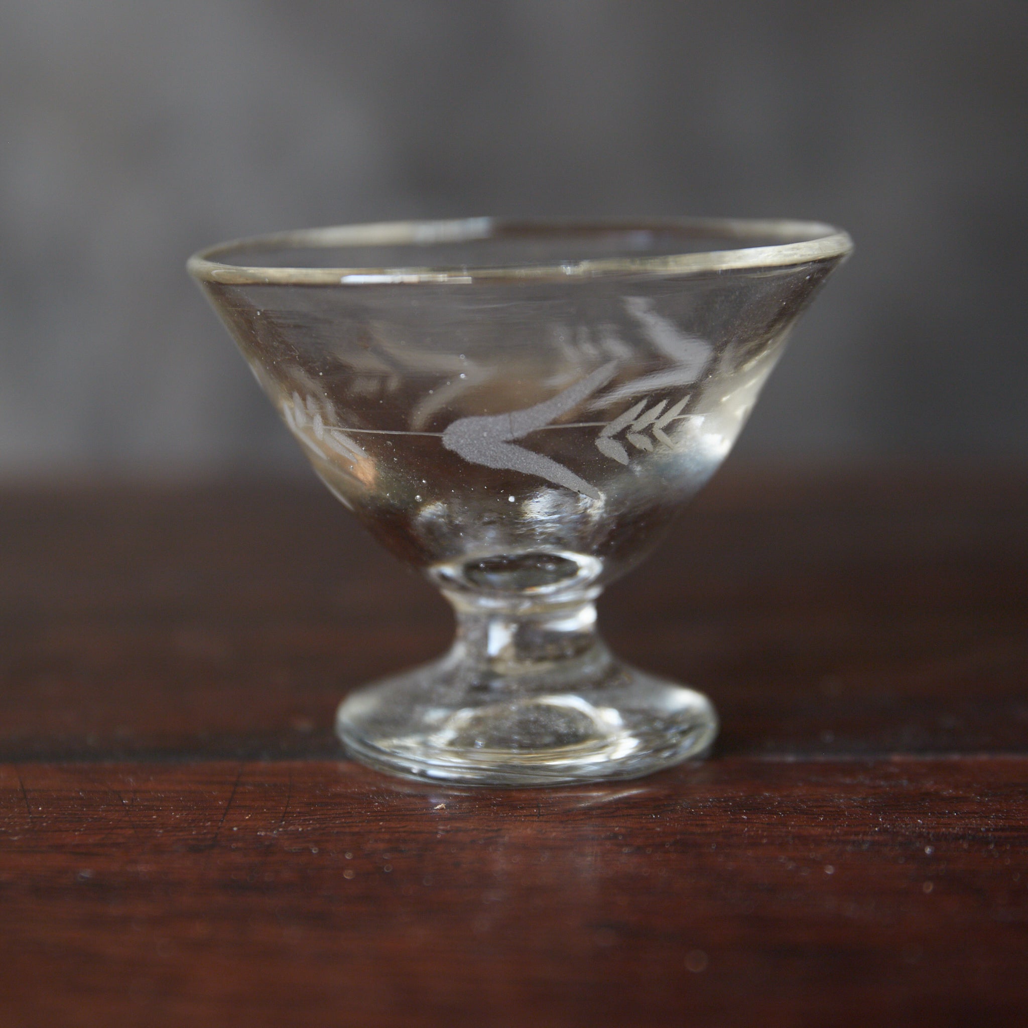 Meiji Cut glass sake cup with pedestal, with packaging, Meiji period/1868-1912CE