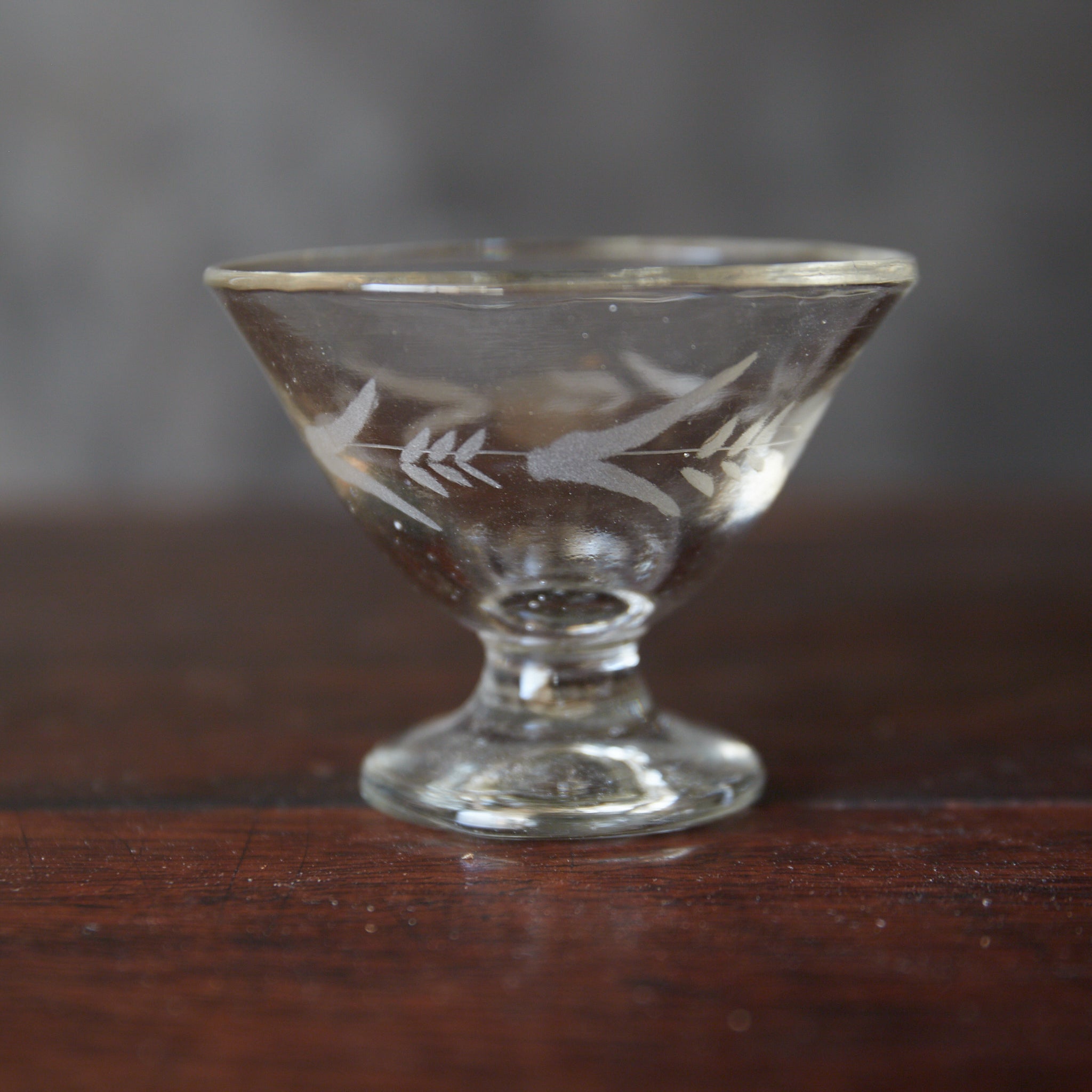 Meiji Cut glass sake cup with pedestal, with packaging, Meiji period/1868-1912CE