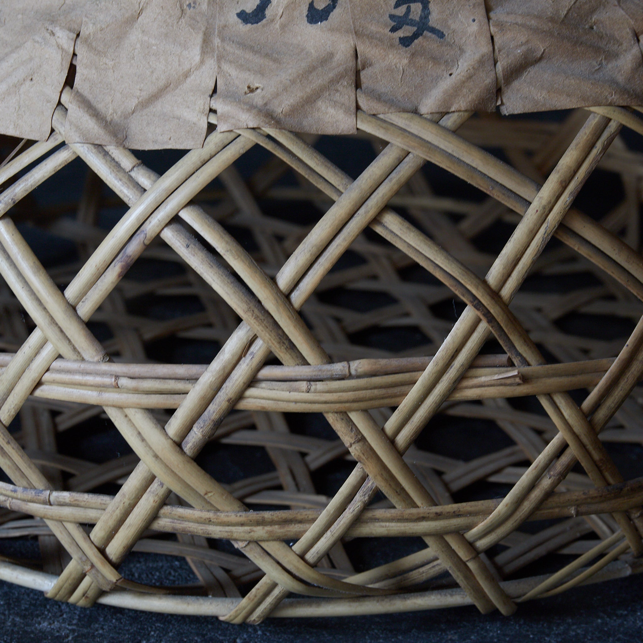 Old bamboo basket with straw handle Flower basket Meiji period/1868-1912CE