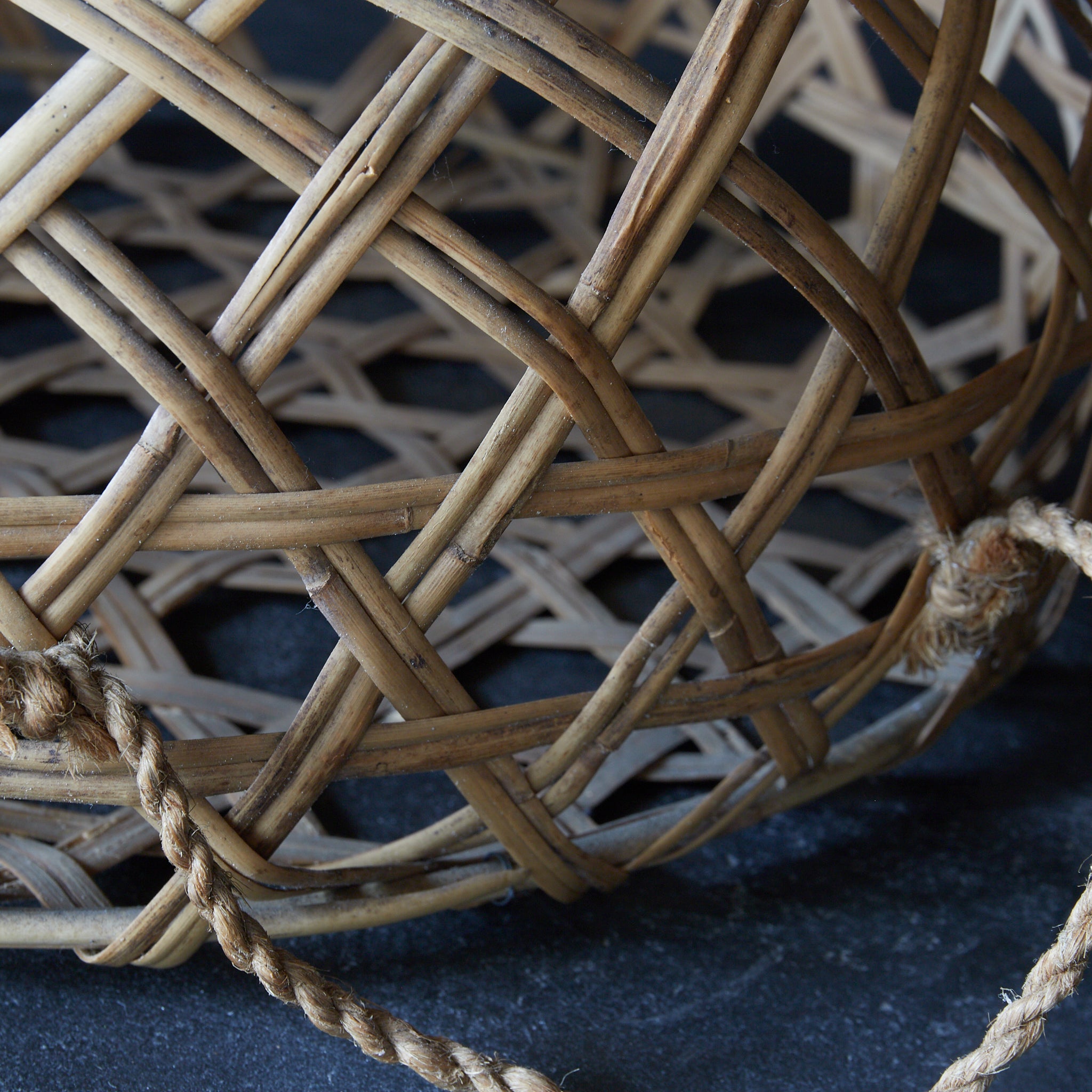 Old bamboo basket with straw handle Flower basket Meiji period/1868-1912CE