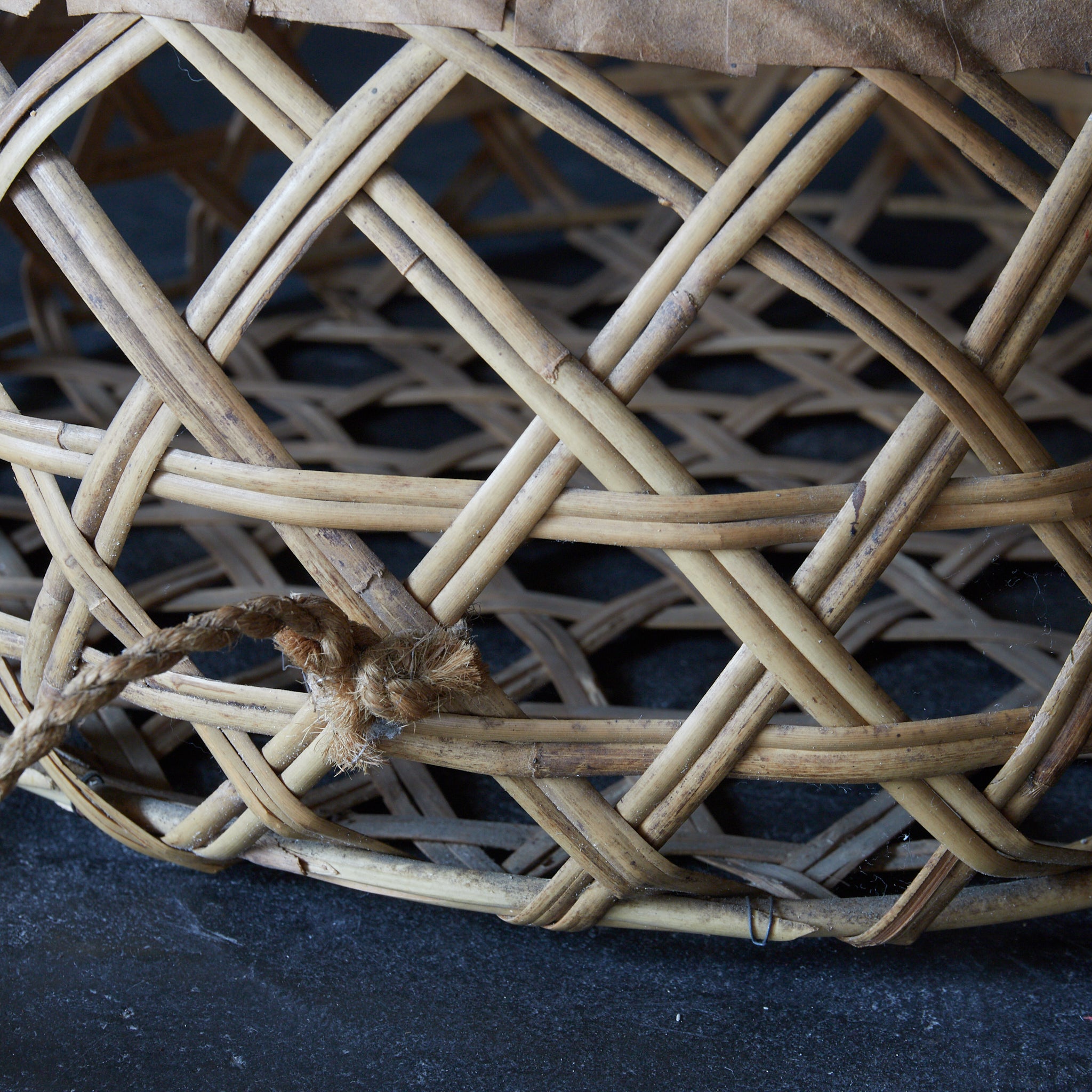 Old bamboo basket with straw handle Flower basket Meiji period/1868-1912CE