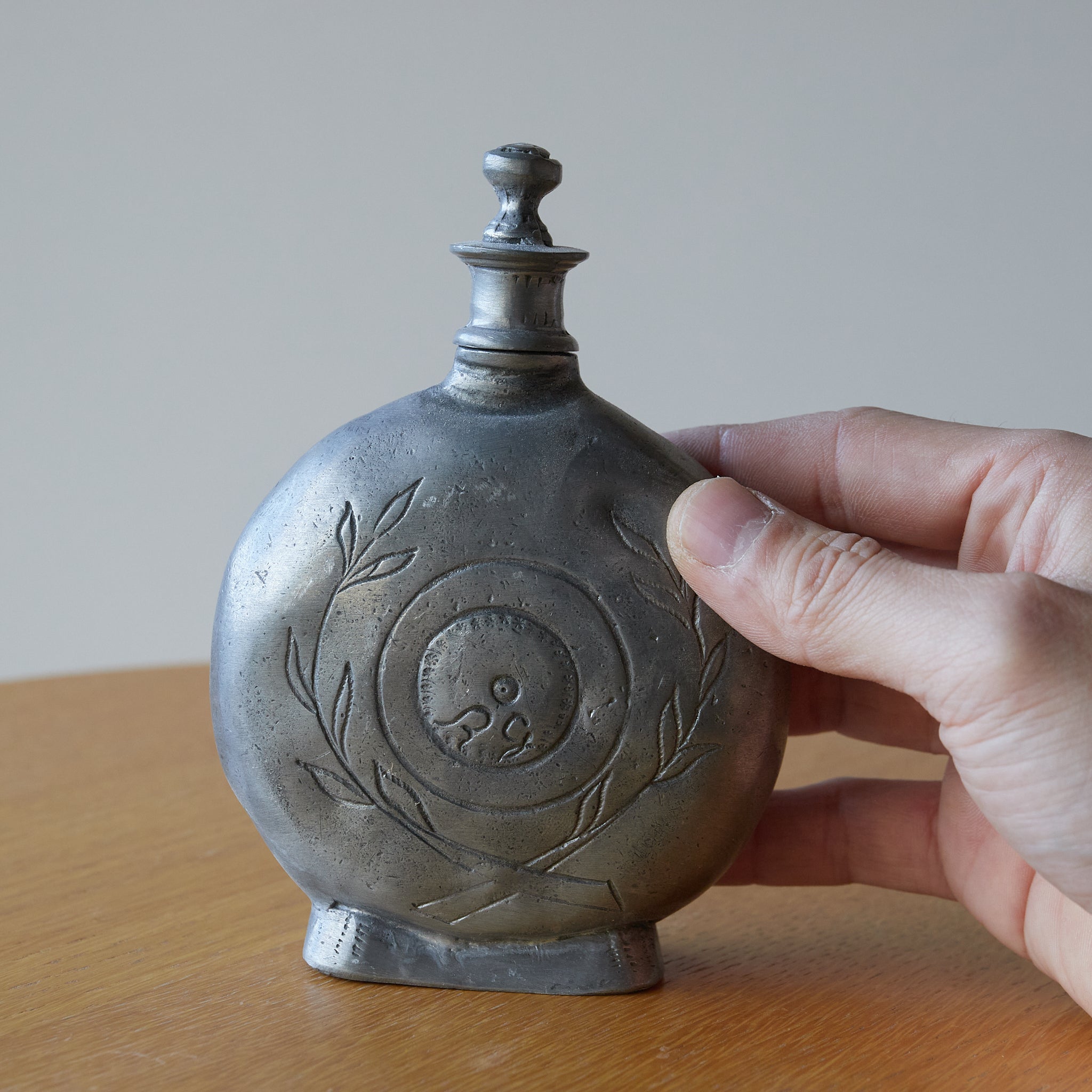 19th Century Antique Pewter Flask 19th-20th Century