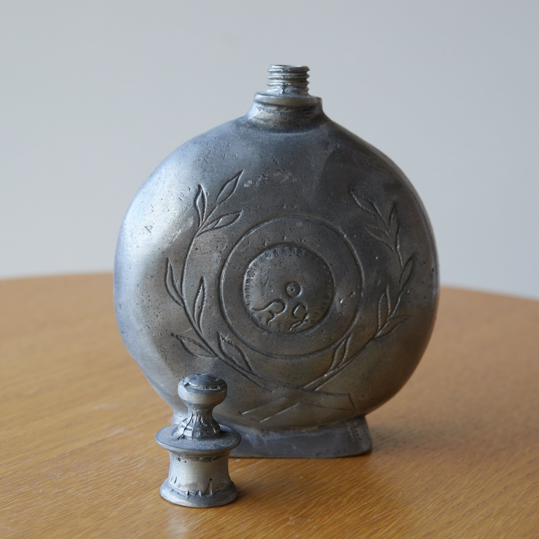 19th Century Antique Pewter Flask 19th-20th Century