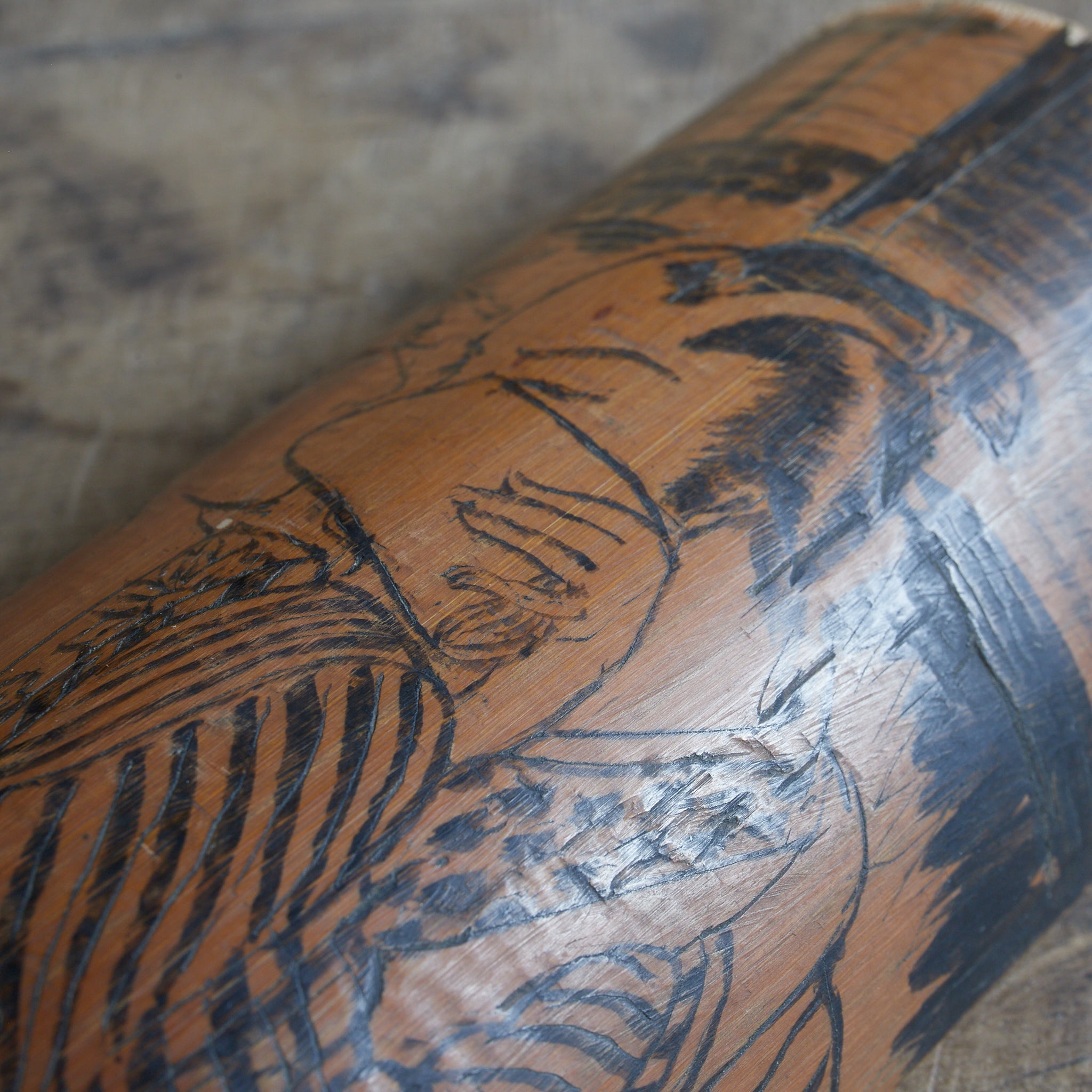 CUCHARA PARA TÉ, Pintada a la tinta con diseño shunga（arte erótico）, Período Meiji–Taisho（1868–1926 d. C.）