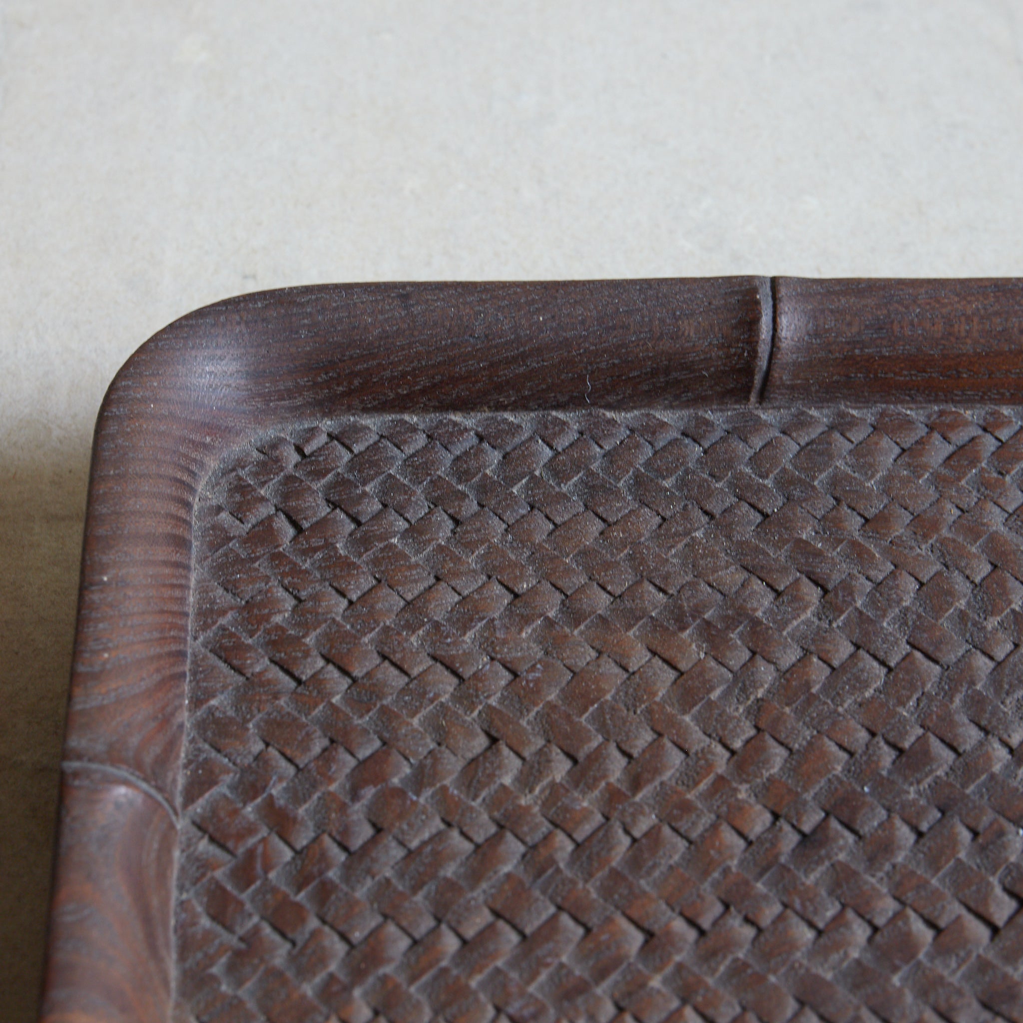 江戸-明治時代 木地細密彫模竹網代文煎茶盆（1603–1912CE） | 入蘆花