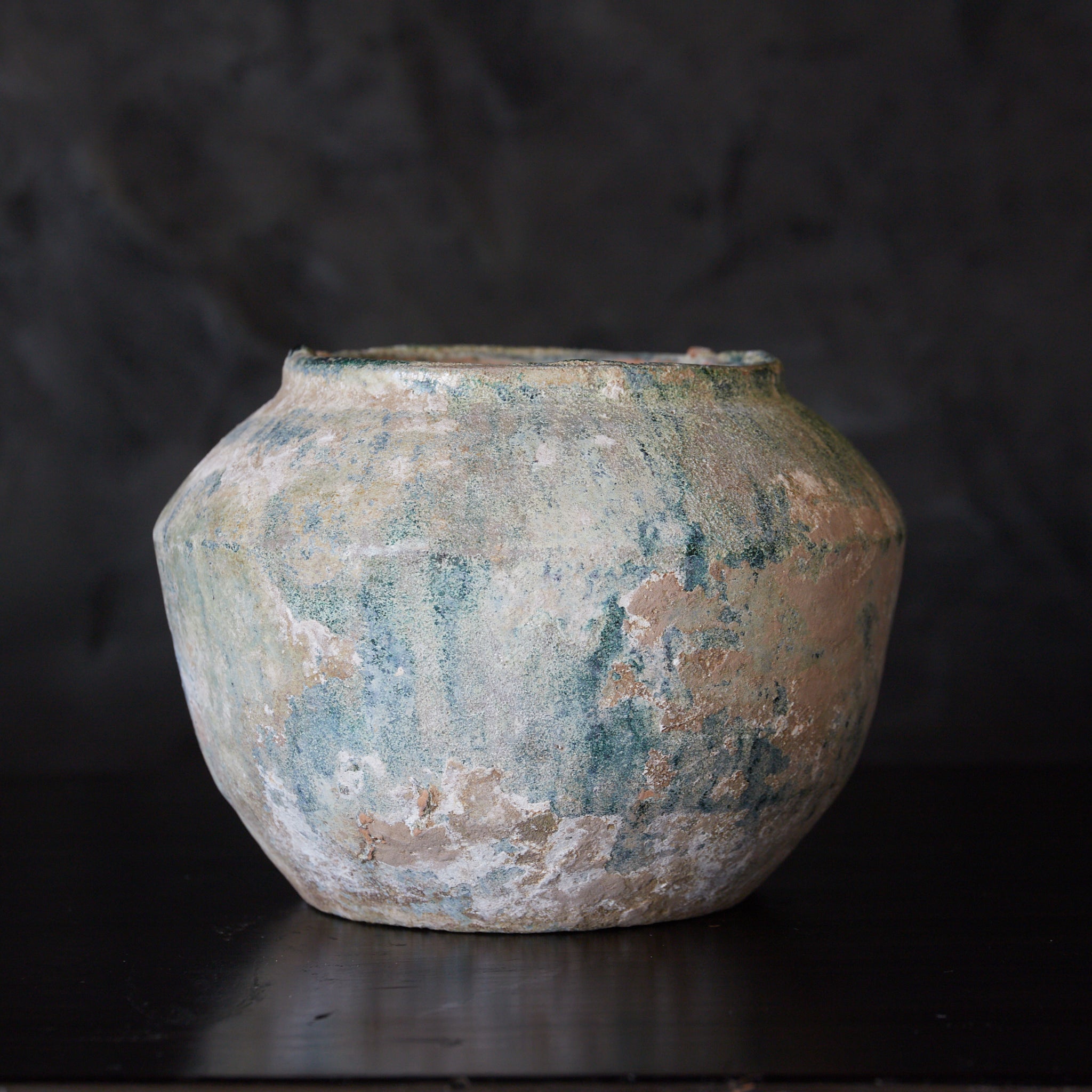 SMALL JAR, Iridescent green-glazed, Han Dynasty（206BCE–220CE）